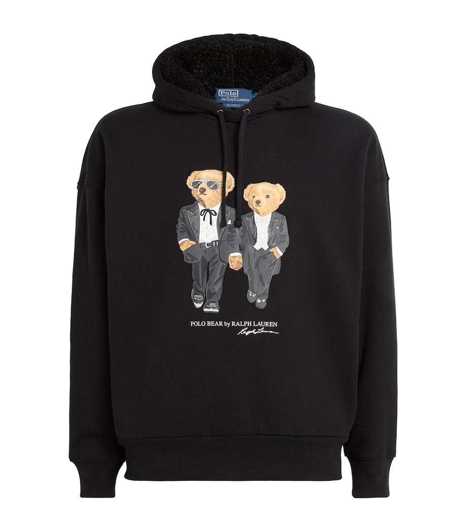 Cotton-Blend Ralph and Ricky Polo Bear Hoodie BLACK Image 1