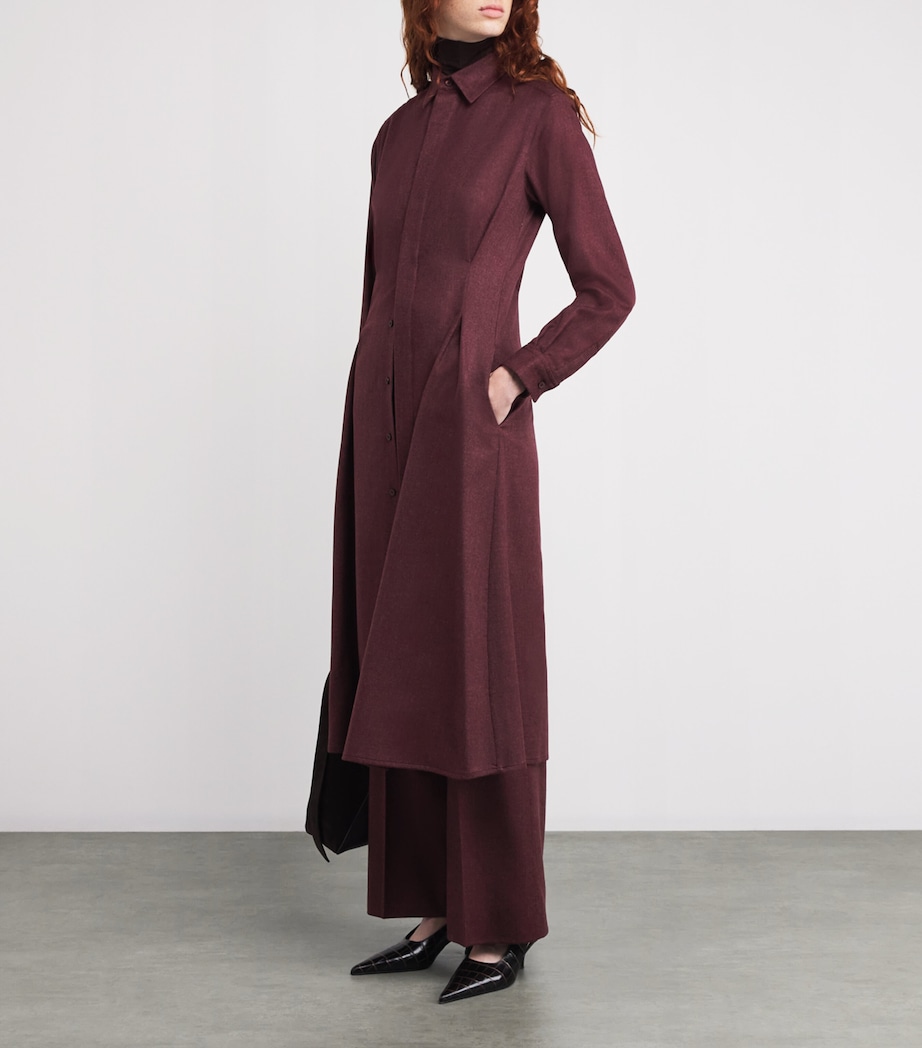 Cashmere Belted Midi Shirt Dress 197 BORDEAUX Image 2