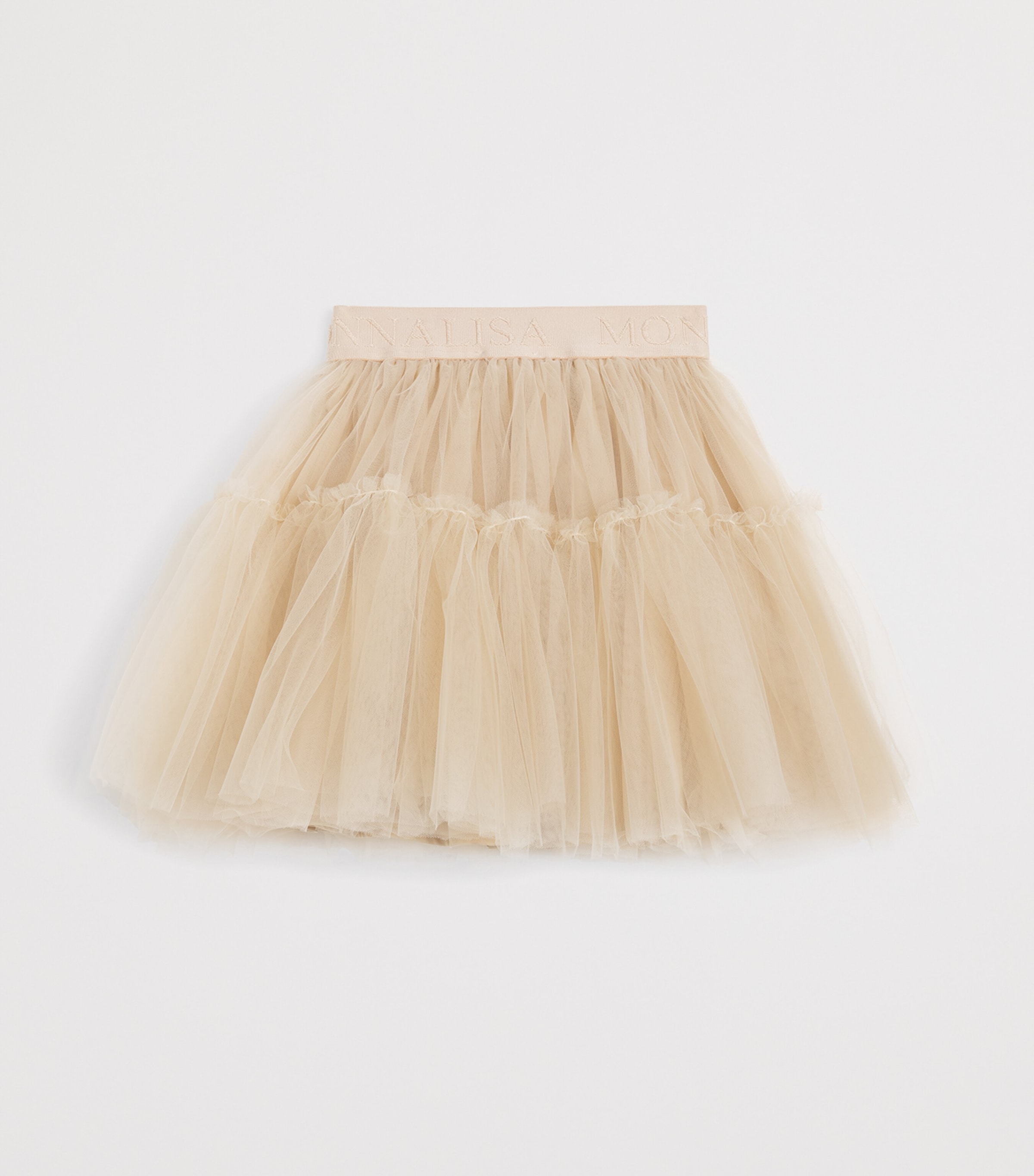 Monnalisa Tulle Logo Skirt (2-10 Years) Beige Image 2
