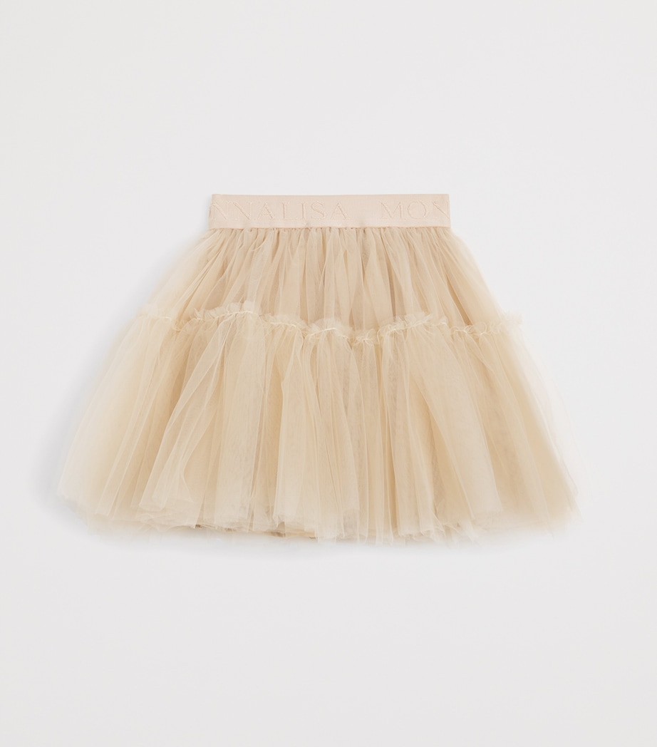 Monnalisa Tulle Logo Skirt (2-10 Years) Beige Image 2