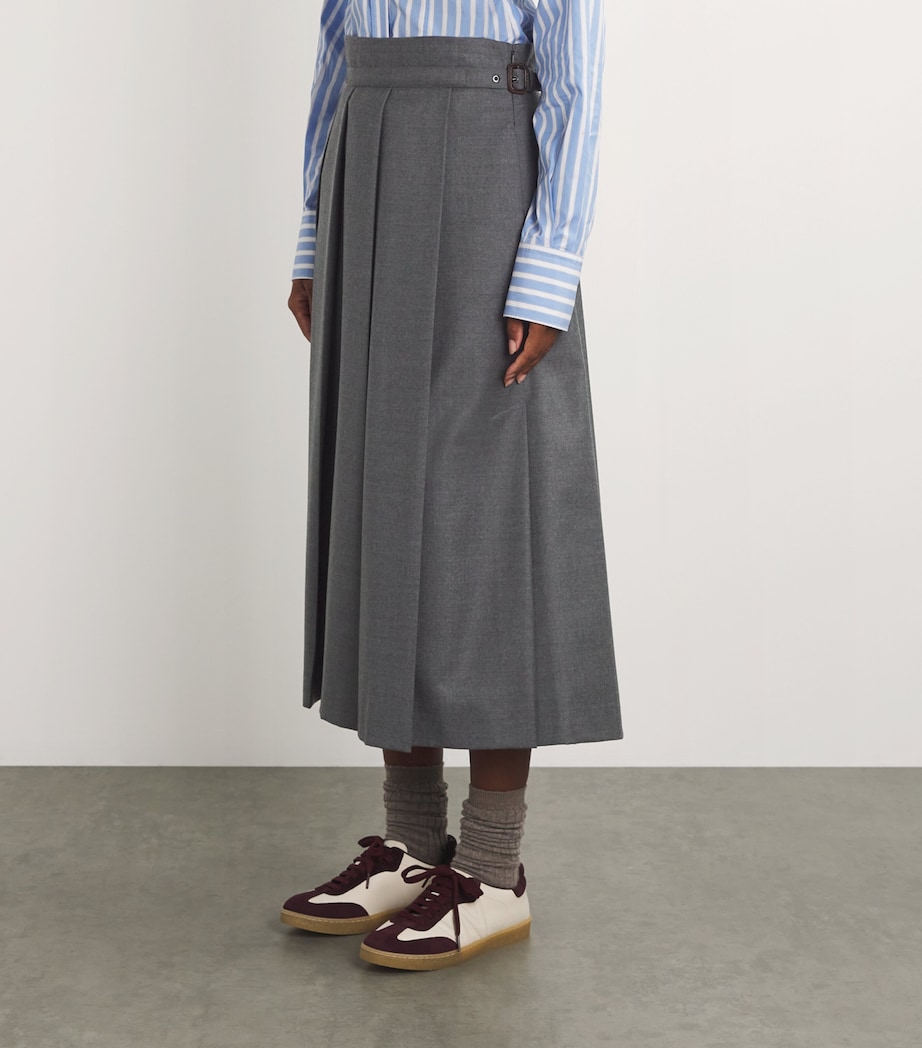 Weekend Max Mara Womens Virgin Wool Pleated Midi Skirt Medium Grey Image 3