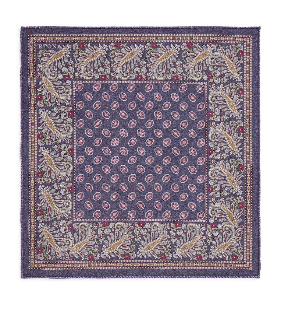 Wool Paisley Pocket Square NAVY BLUE Image 1