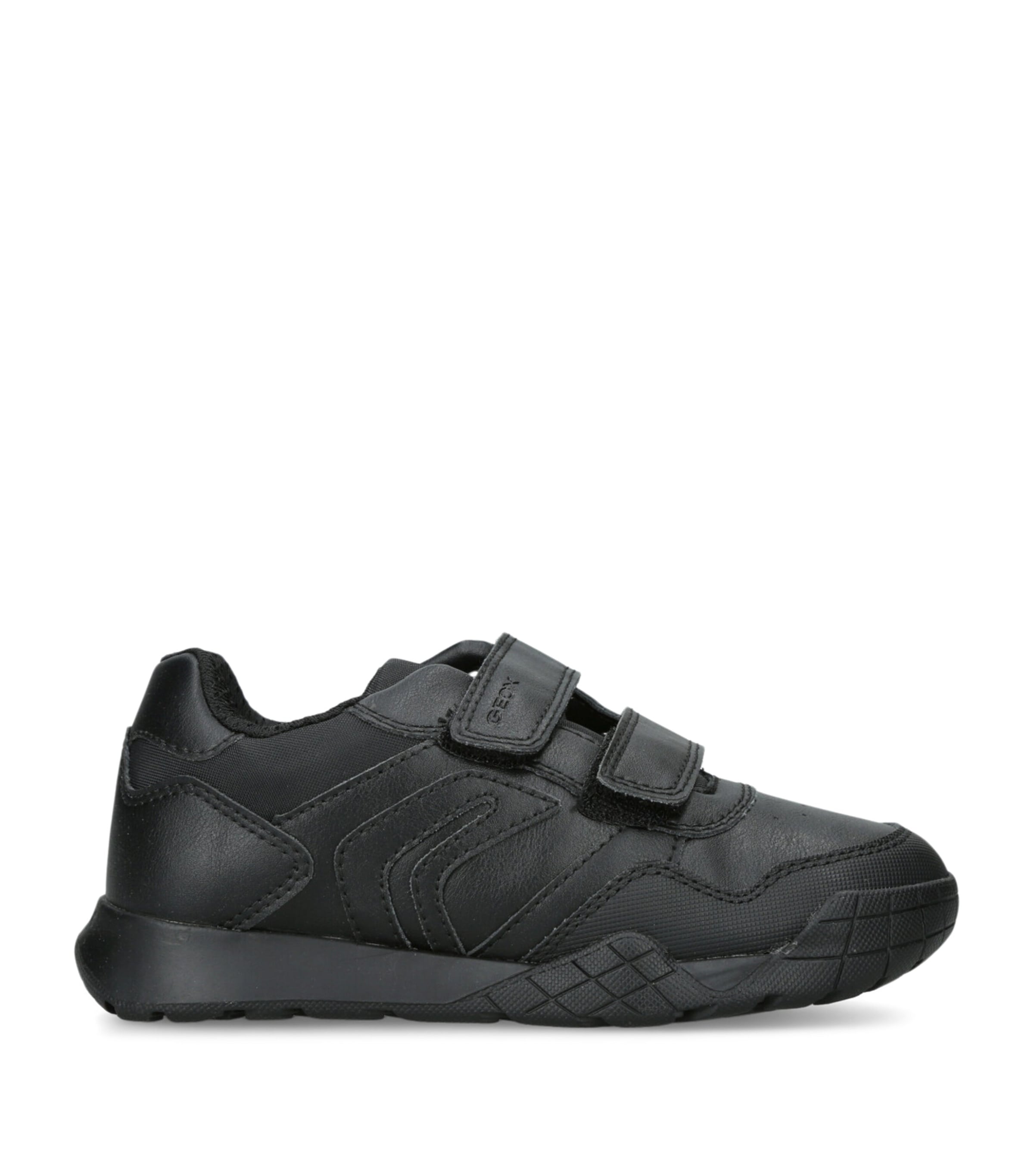 Geox Black Kids' Rann-e Faux-leather And Woven Low-top Trainers Eur 39 /5.5 Uk In Black