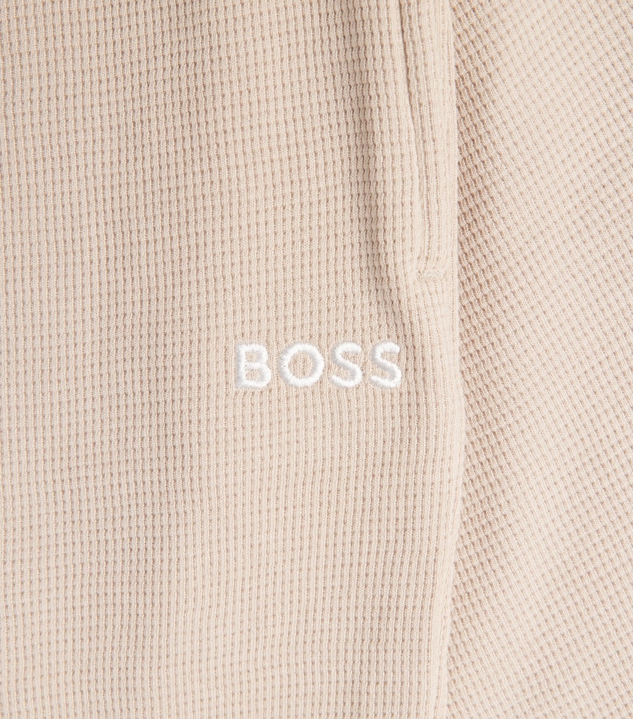 BOSS Mens Cotton-Blend Waffle-Knit Shorts Light Beige Image 6