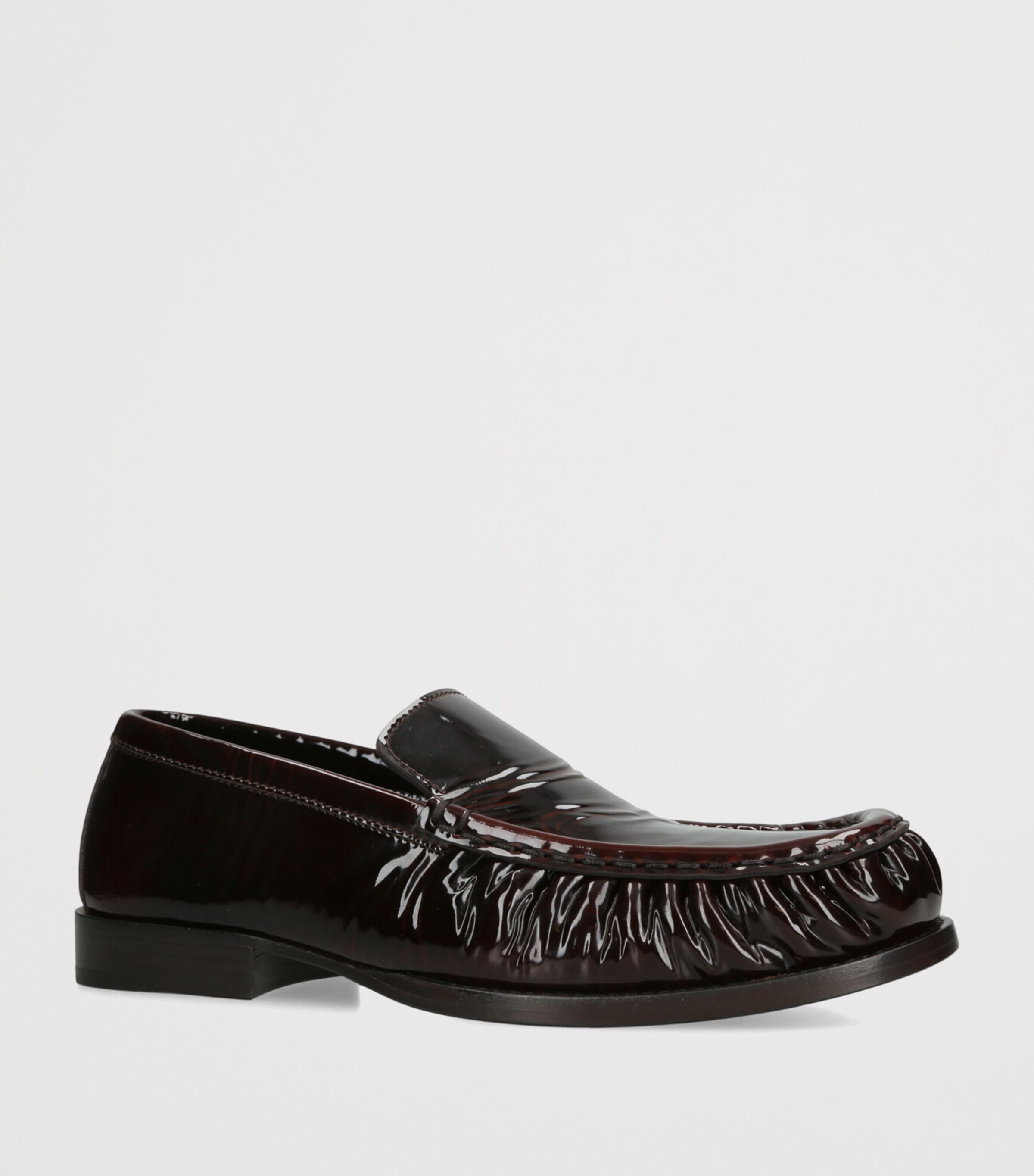 Patent Leather Ruched Loafer DARK BROWN Image 3