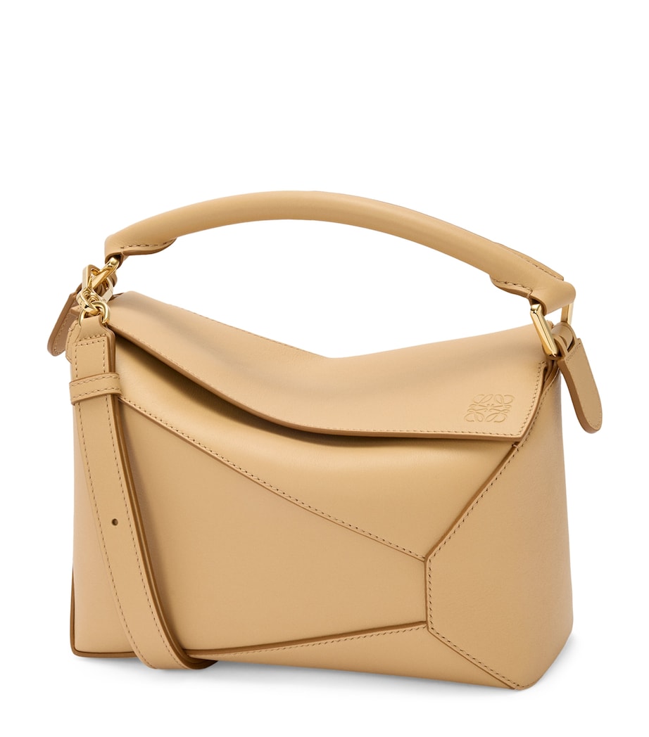Small Leather Puzzle Edge Top-Handle Bag SILK BEIGE Image 1