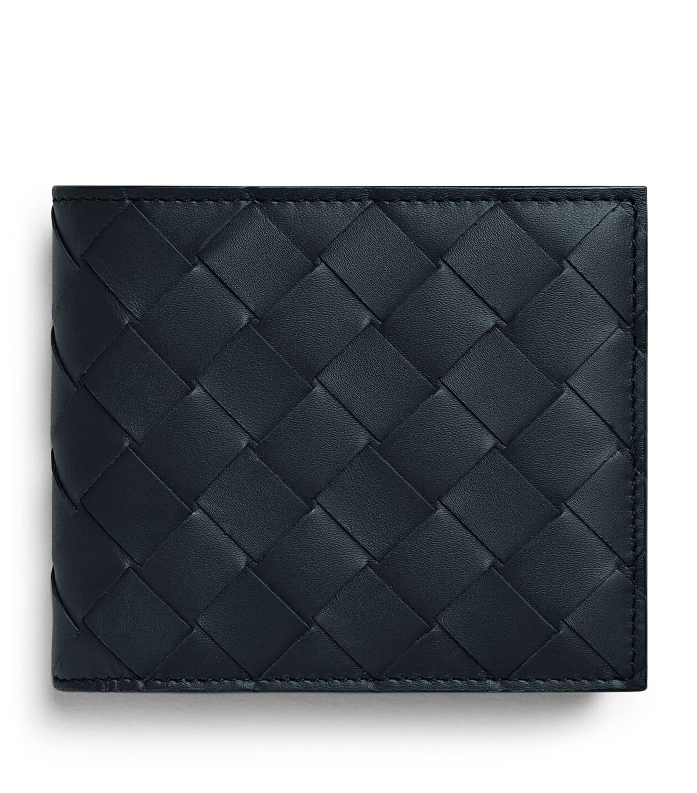 Bottega Veneta Leather Intrecciato Bifold Wallet In Blue