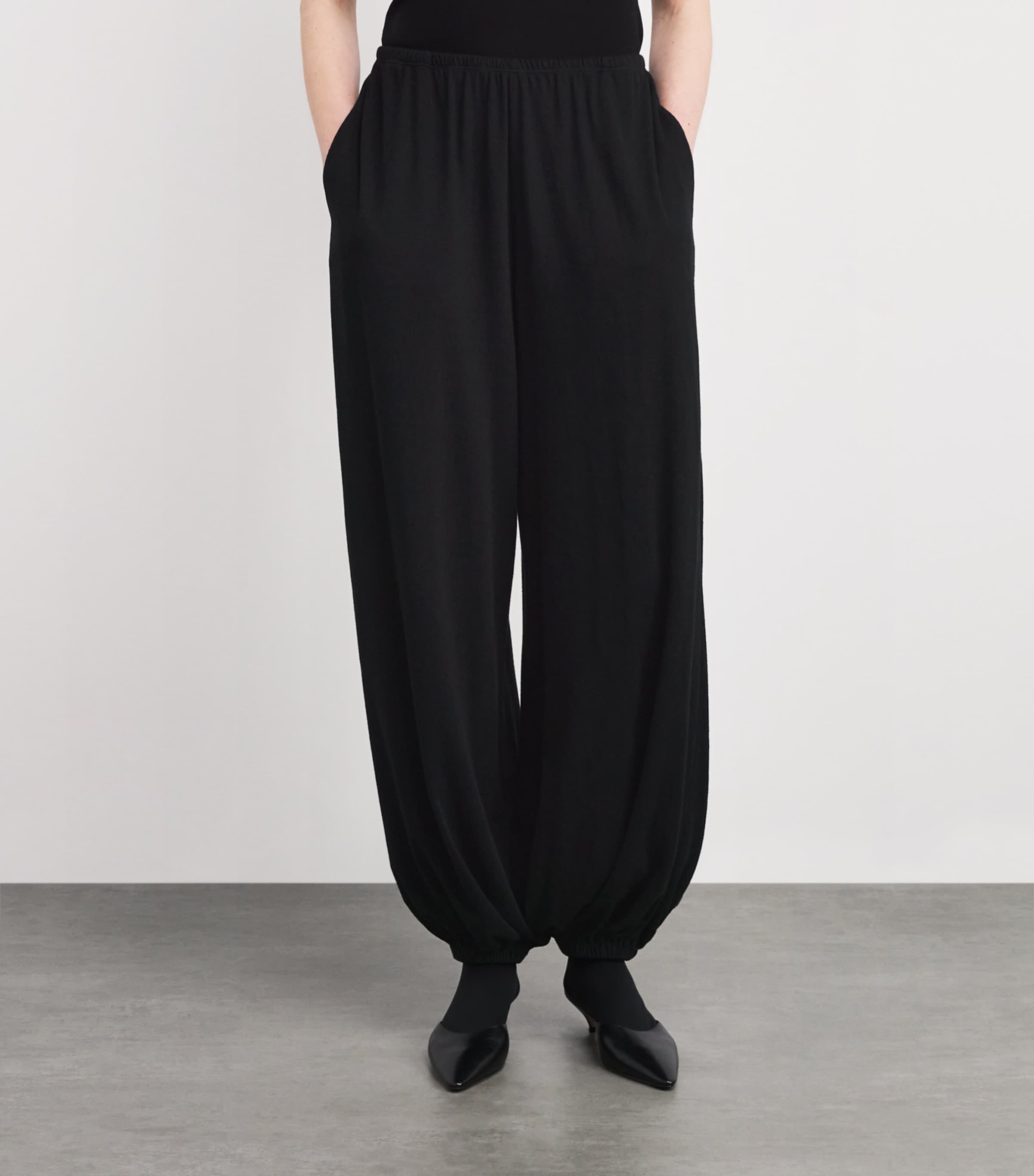 The Row Womens Fiamma Cotton-Silk-Cashmere Trousers Black Image 3