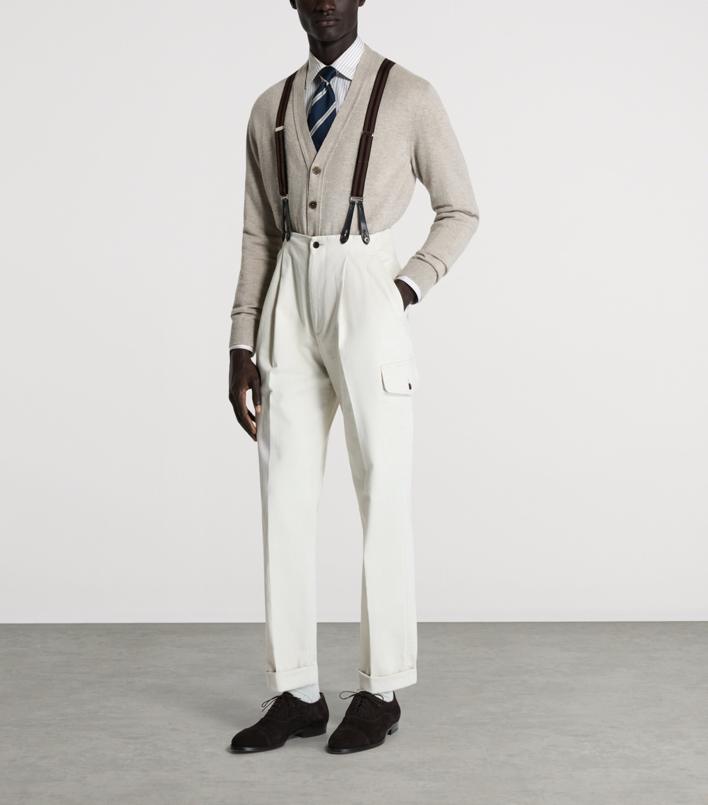 Dunhill Mens Cotton Double-Pleat Chinos Image 2