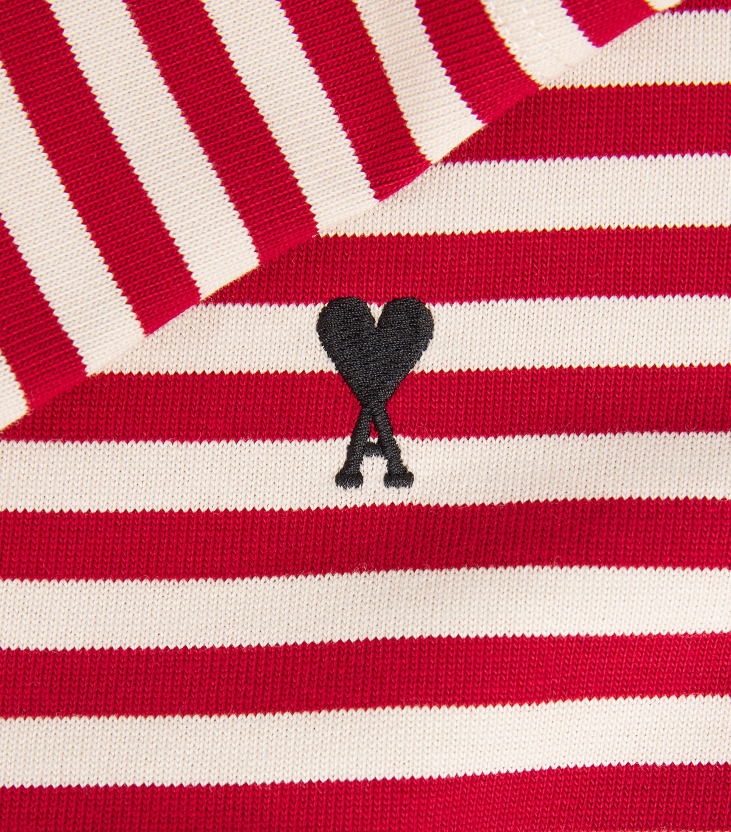 AMI Paris Womens Cotton Stripe Long-Sleeve T-Shirt Rouge Rubis/ivoire Image 6