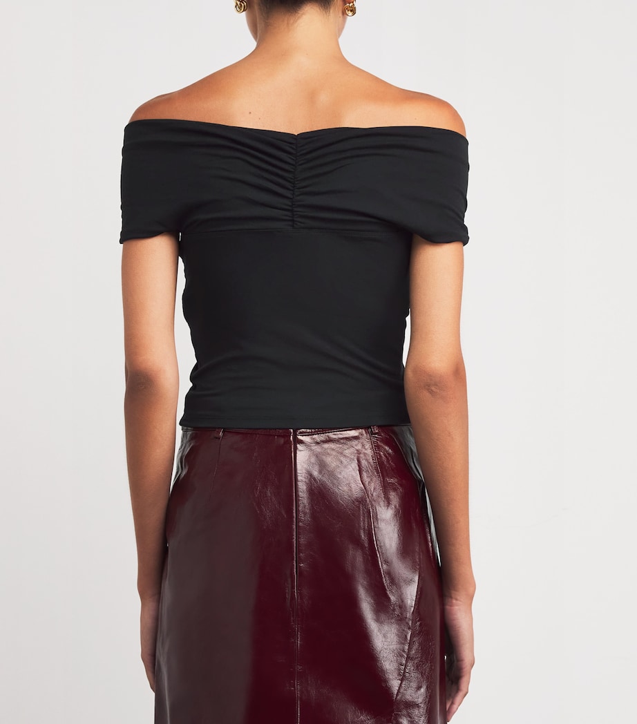 Stretch-Jersey Twist Off Crop Top BLACK001 Image 4