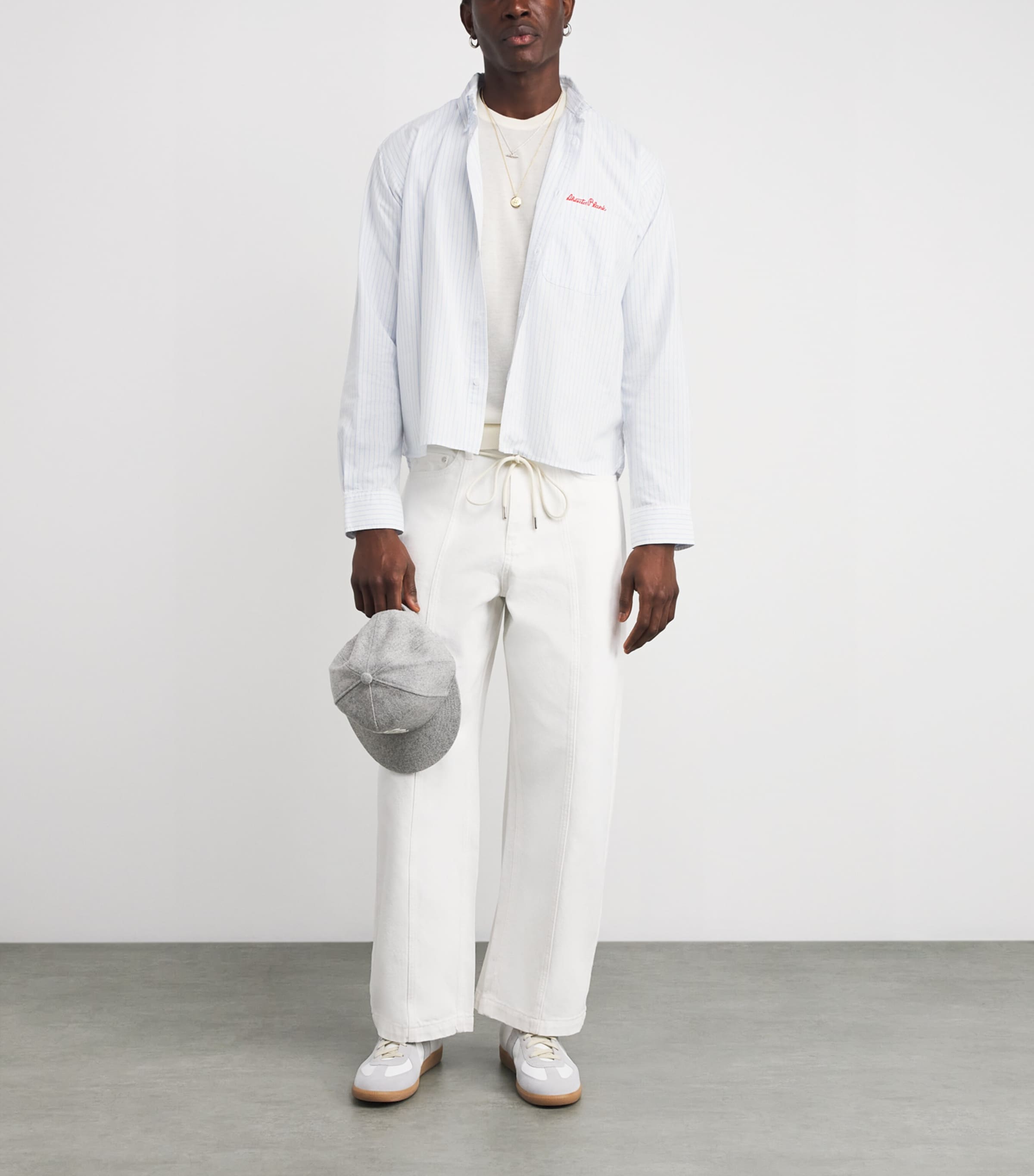 Cotton Oxford Stripe Logo Shirt WHITE/BLUE Image 2