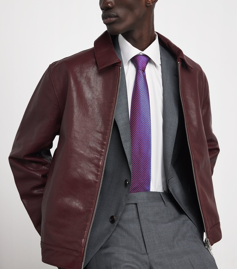 Silk Geometric Tie 57-BURG Image 2