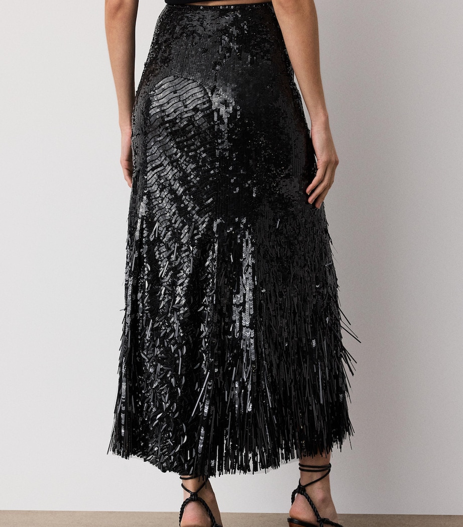 Ralph Lauren Collection Womens Tulle Embellished Milani Midi Skirt Black Image 4