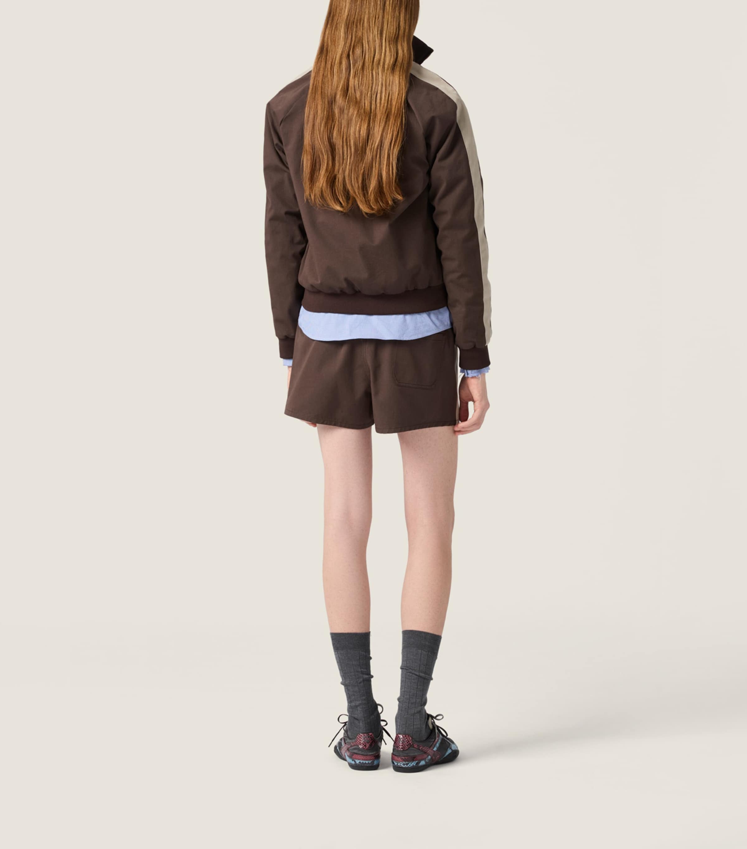 Miu Miu Womens Cotton Twill Blouson Jacket Brown Image 3
