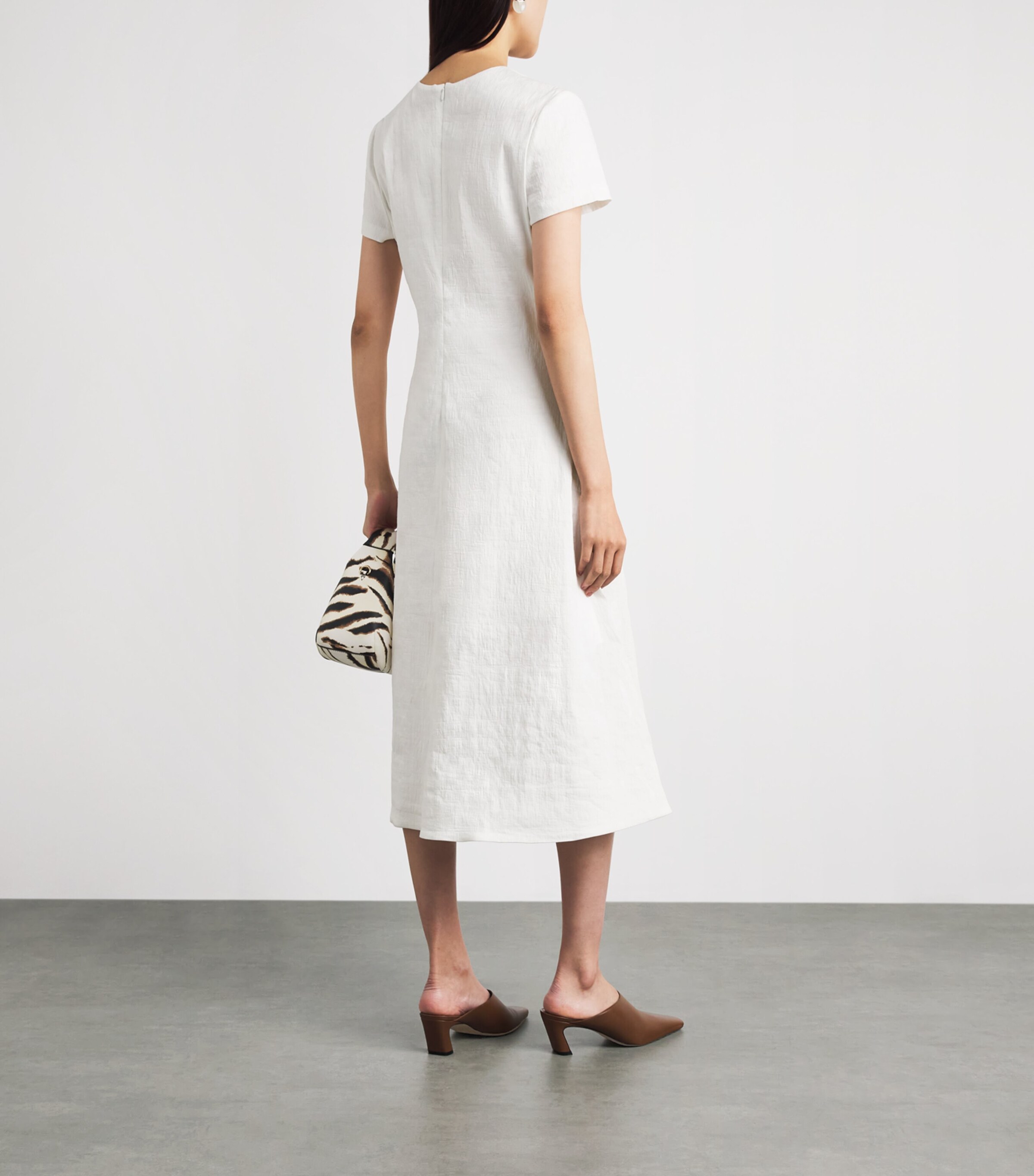 Brandon Maxwell Womens Linen-Blend Ridley Mini Dress White Image 4