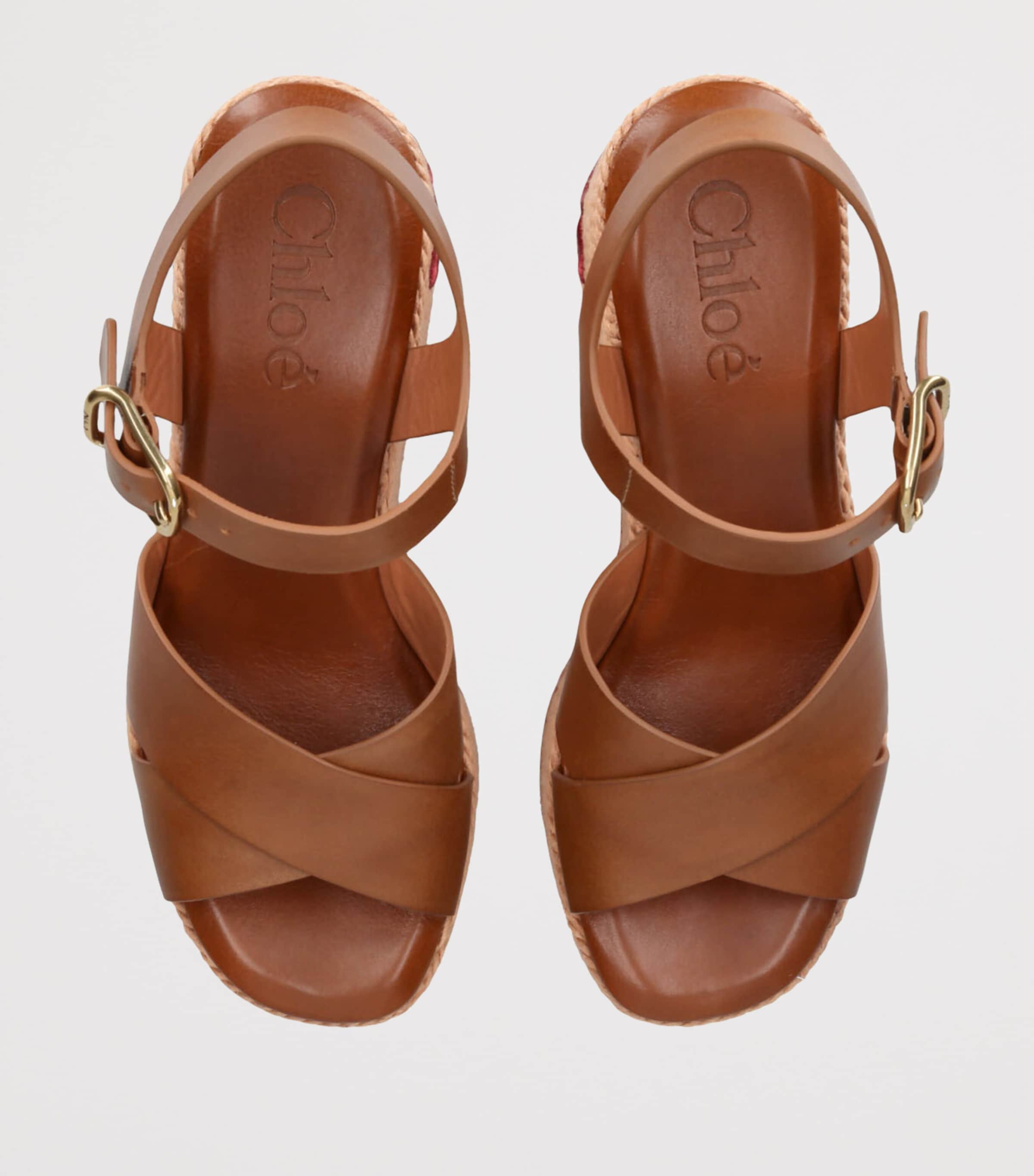 Chloé Leather Sand Wedge Espadrilles 105 Pink Image 4