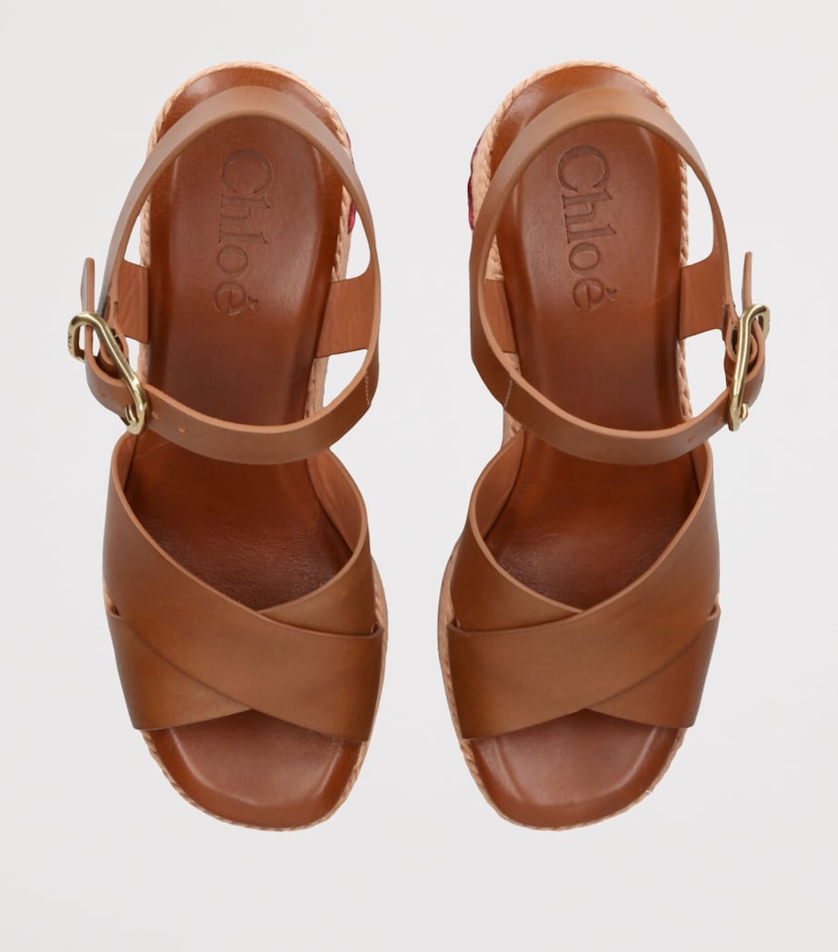 Chloé Leather Sand Wedge Espadrilles 105 Pink Image 4