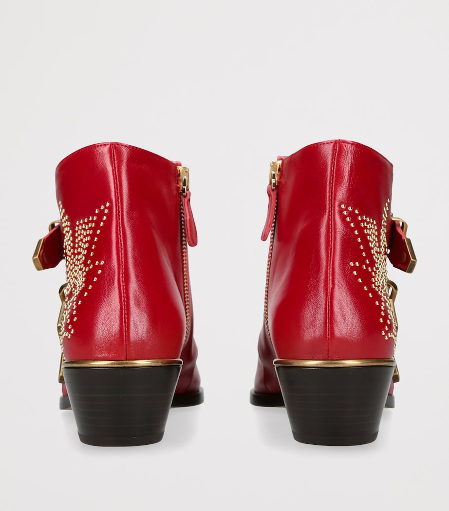 Leather Susanna Western Ankle Boots 40 RED COMB Image 2