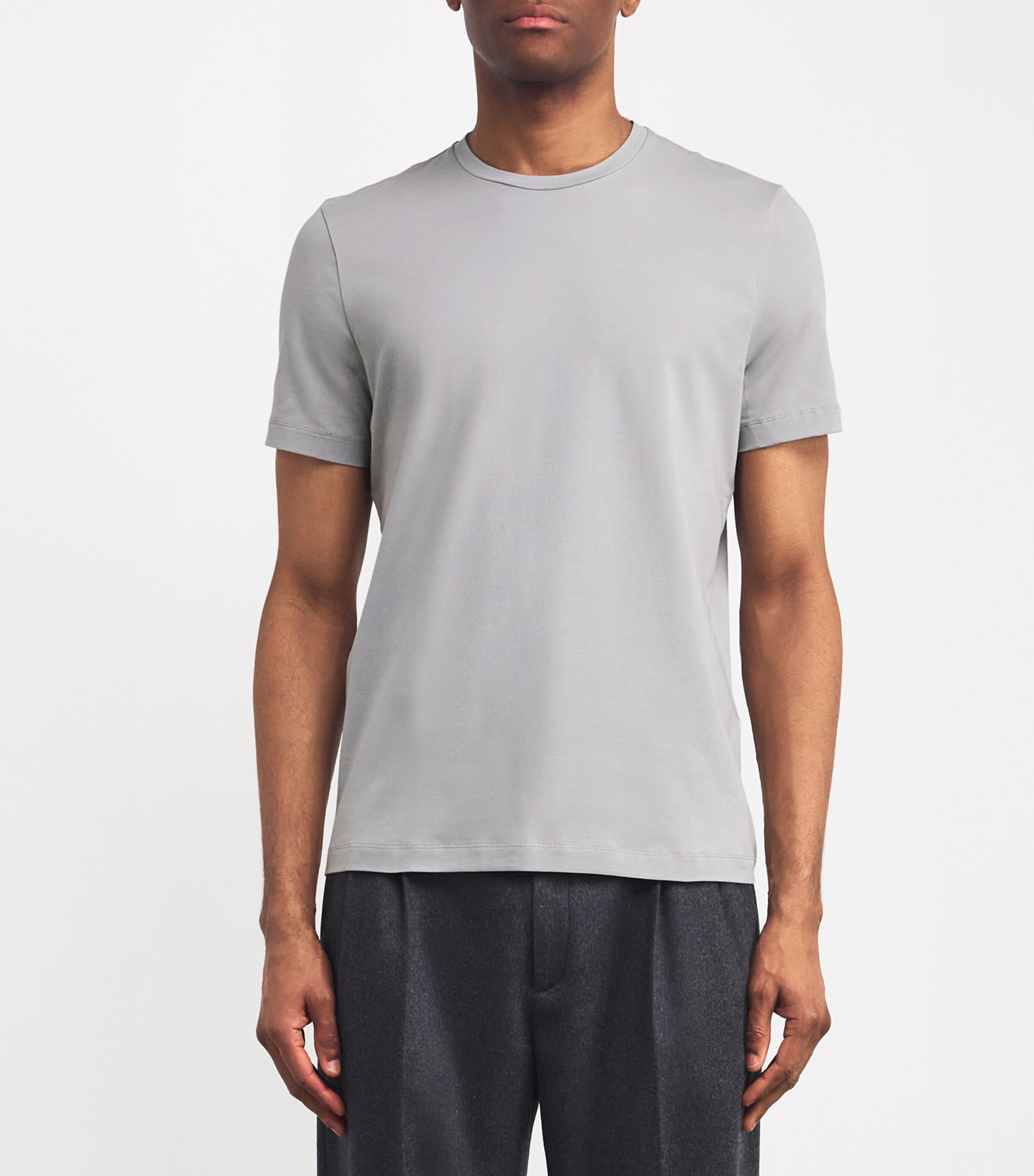 Corneliani Mens Stretch-Cotton T-Shirt Gry Pc Dye Pearl Image 3