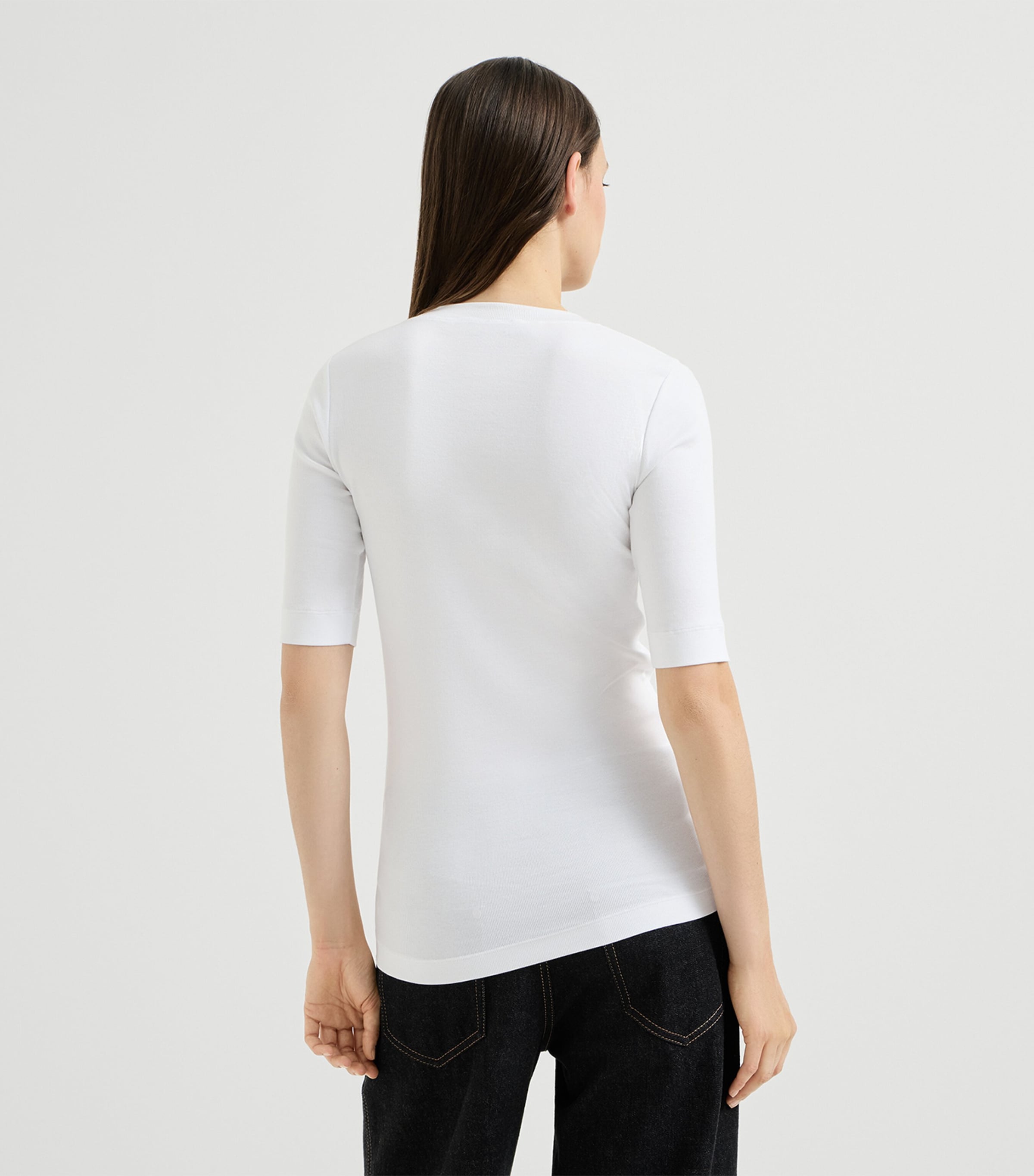 Brunello Cucinelli Womens Monili V-Neck T-Shirt White Image 5