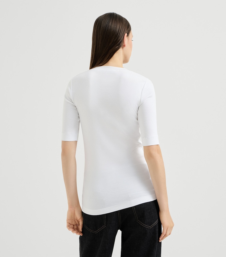 Brunello Cucinelli Womens Monili V-Neck T-Shirt White Image 5