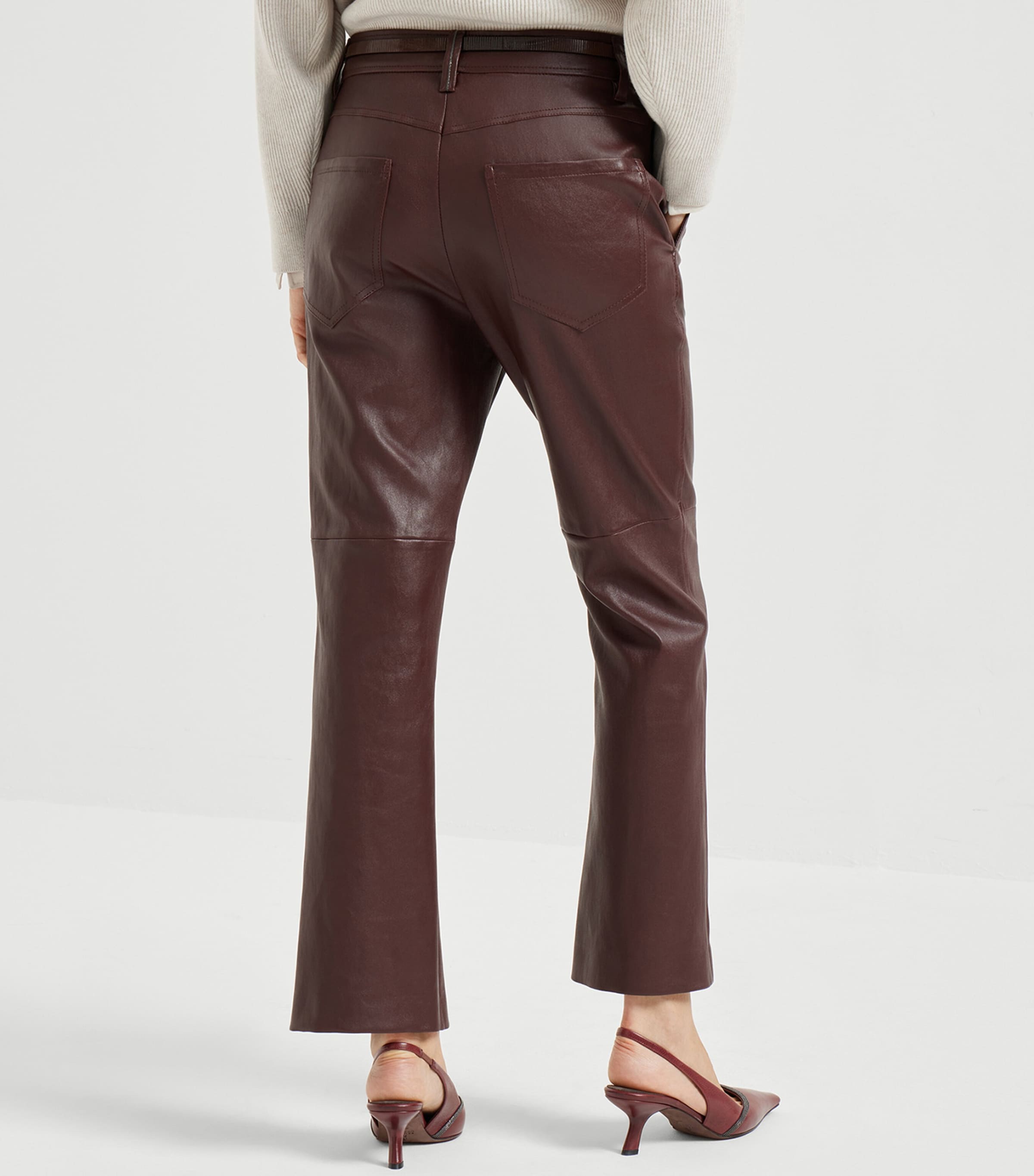 Nappa Leather Straight Trousers C4193 Image 3