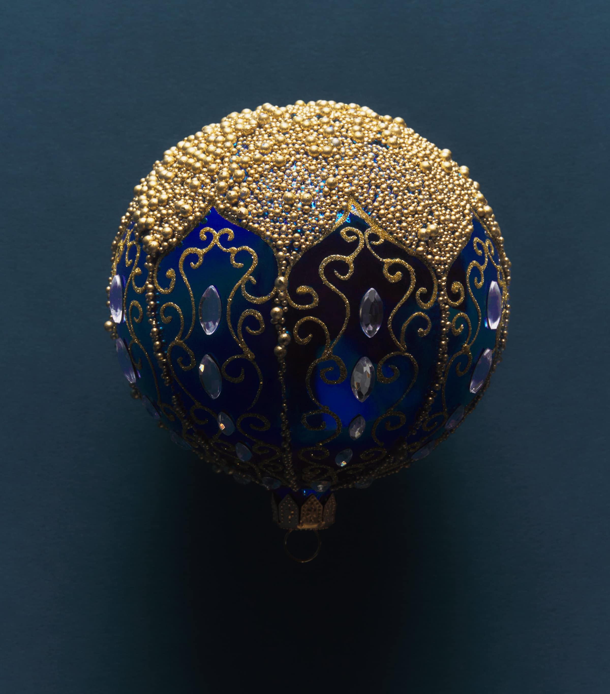 Harrods Glitter Swirl Bauble Blue Image 2