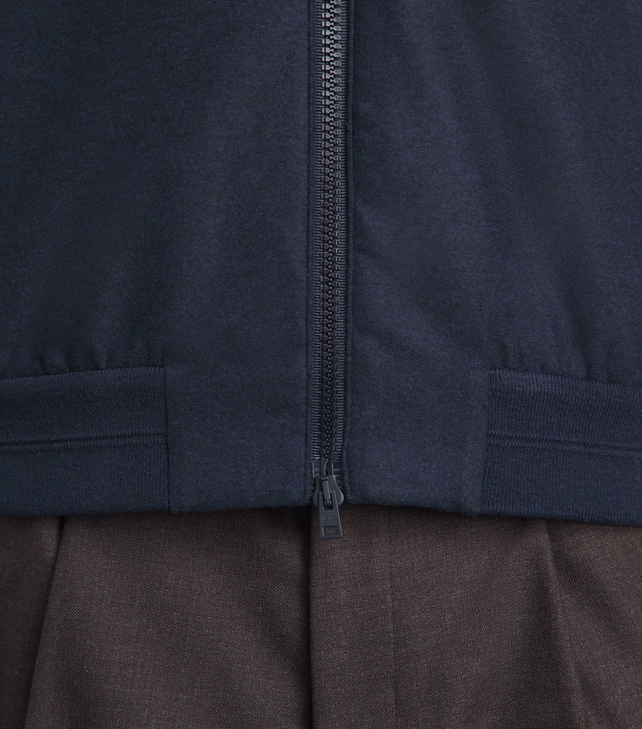 Herno Mens Knitted Bomber Jacket Blu Navy Image 3