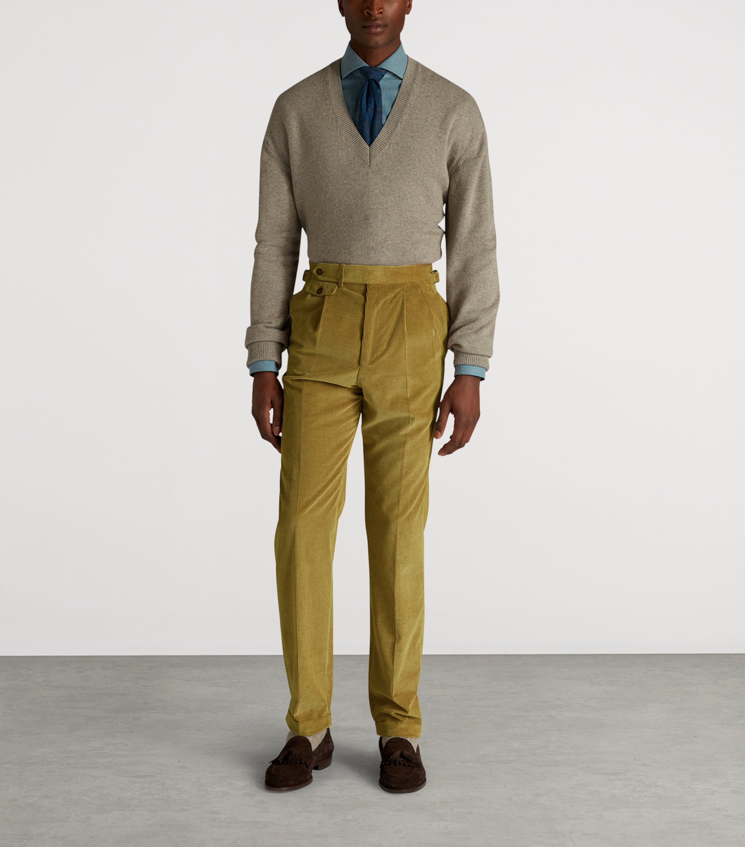 Cashmere Heritage V-Neck Sweater 087ARGYLL FOG Image 2