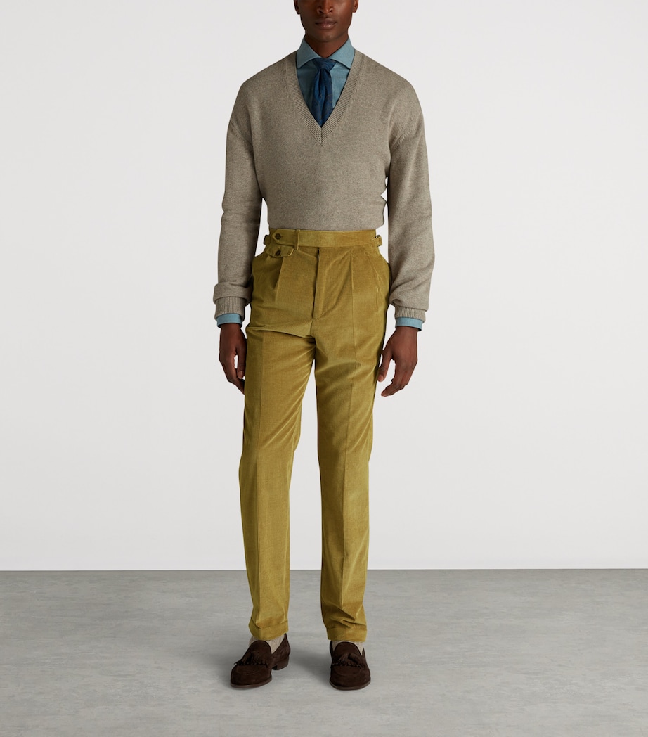 Cashmere Heritage V-Neck Sweater 087ARGYLL FOG Image 2