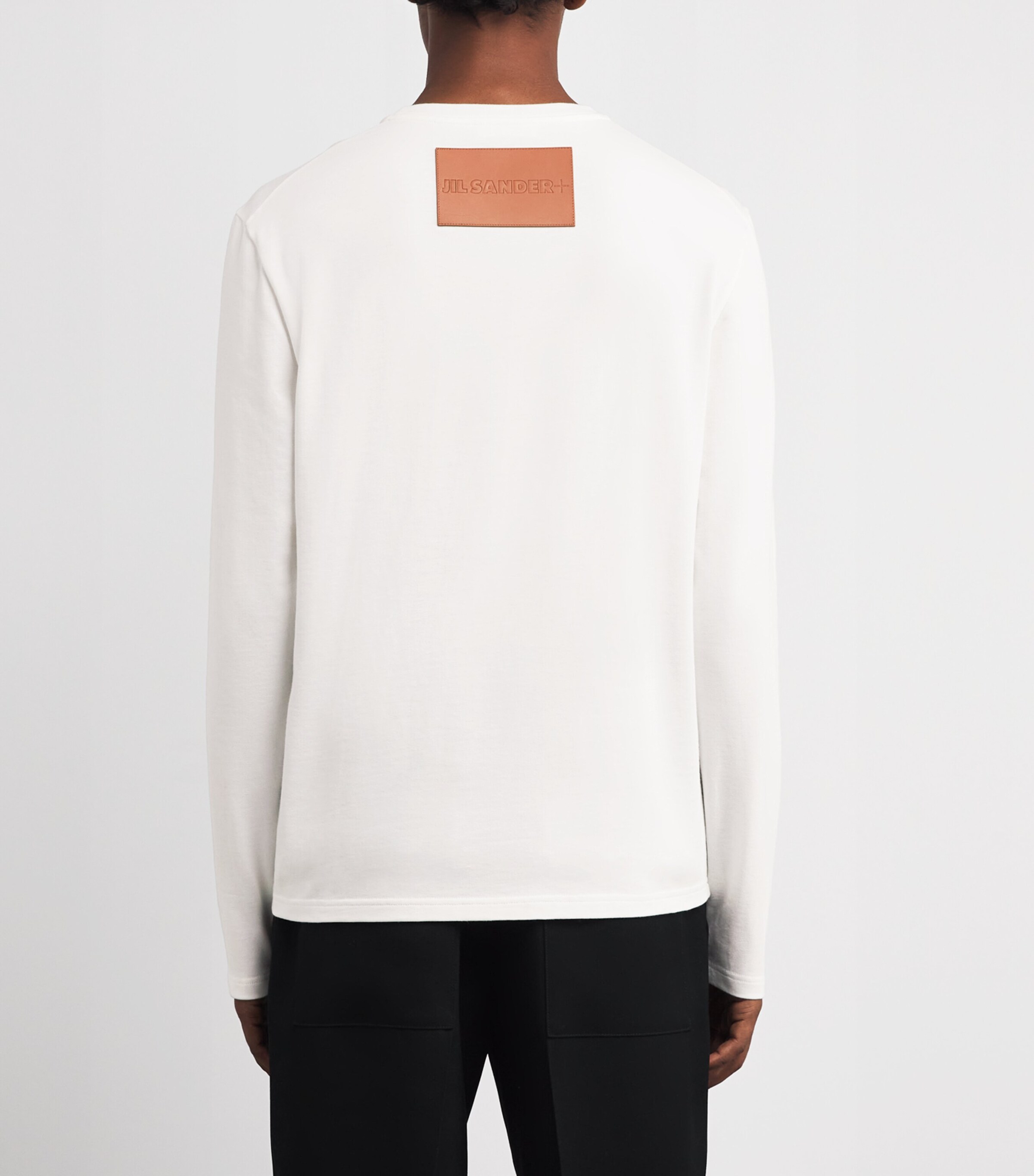Jil Sander Mens Cotton Logo-Patch T-Shirt Porcelain Image 4