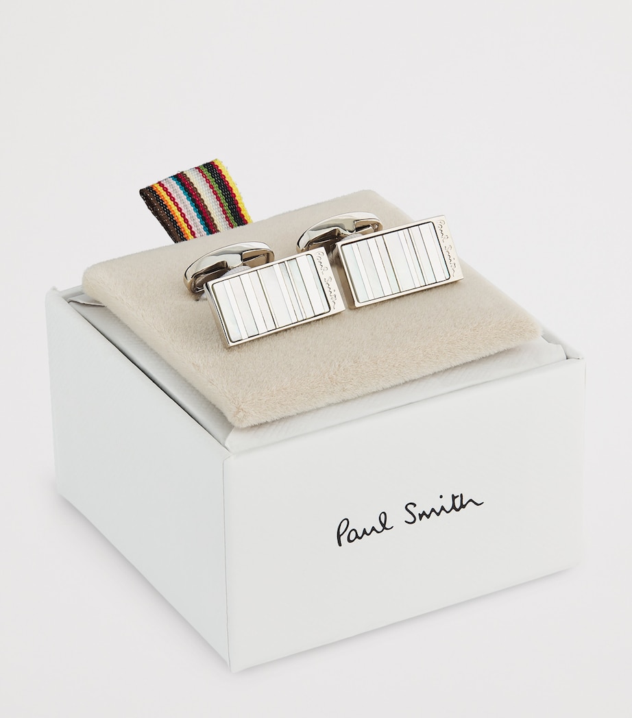 Mother-of-Pearl Signature Stripe Cufflinks 82_SILVER Image 3