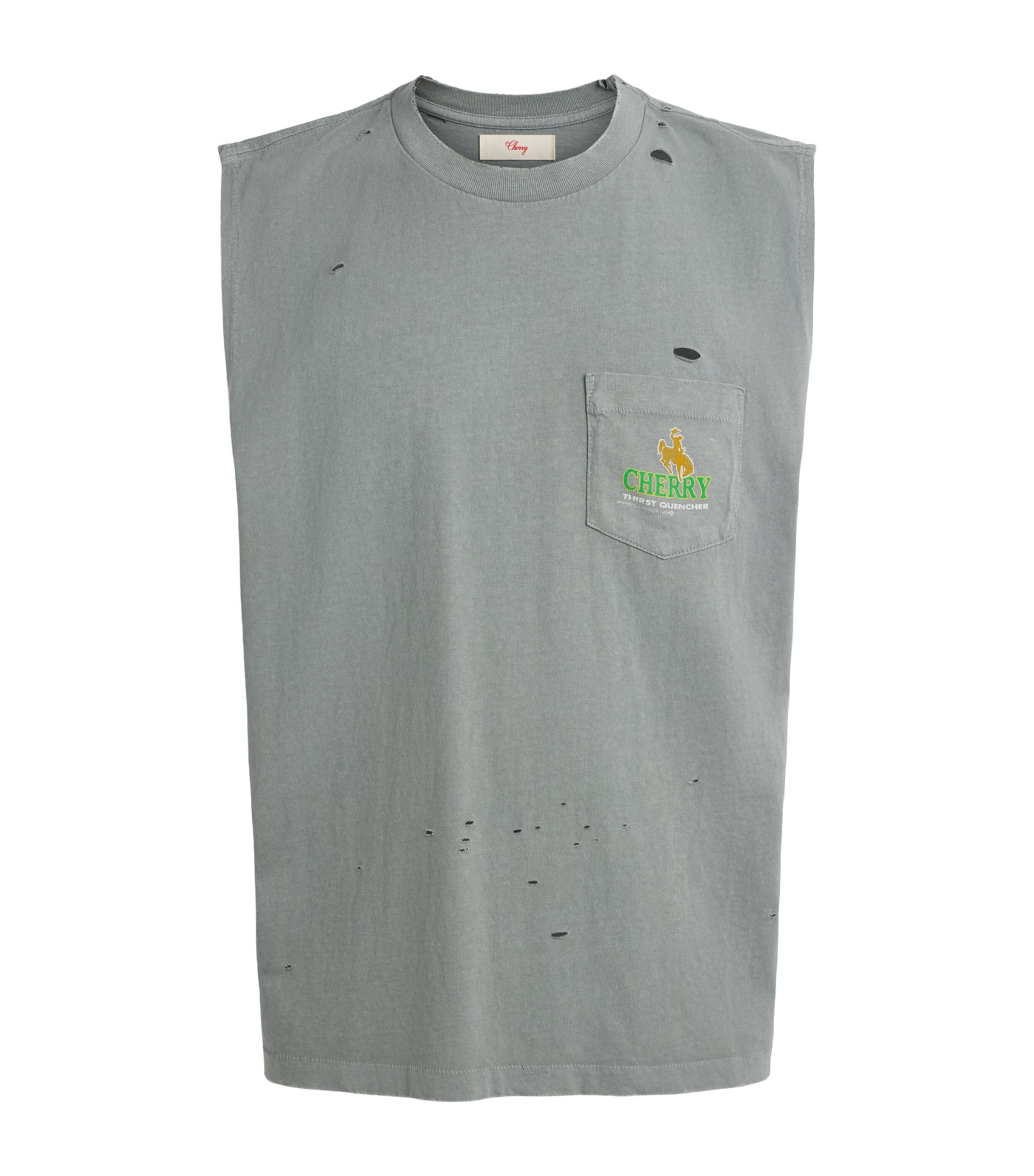 Cherry Los Angeles Mens Cotton Thirst Quencher Running Shirt Smoke Image 1