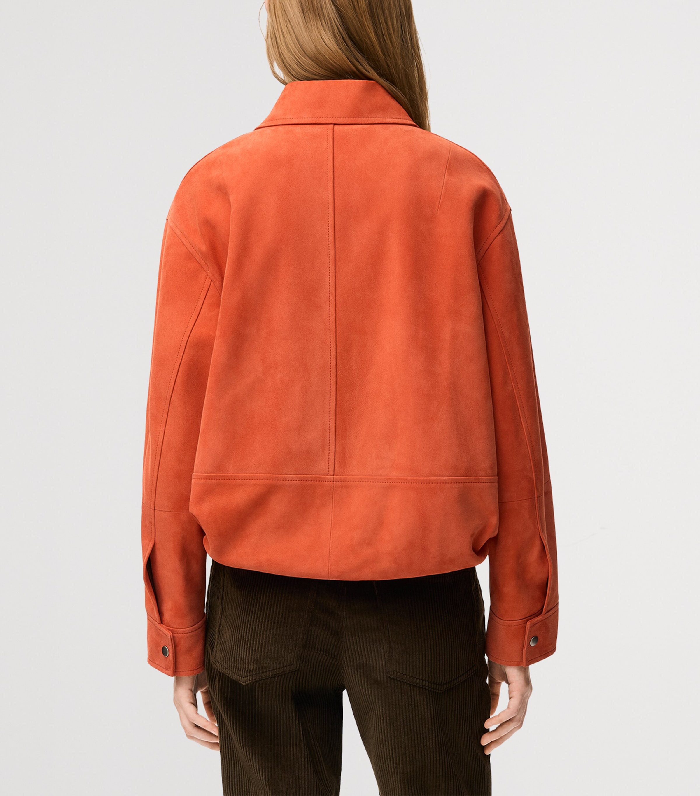 LOEWE Womens Suede Drawstring Jacket Orange Image 4