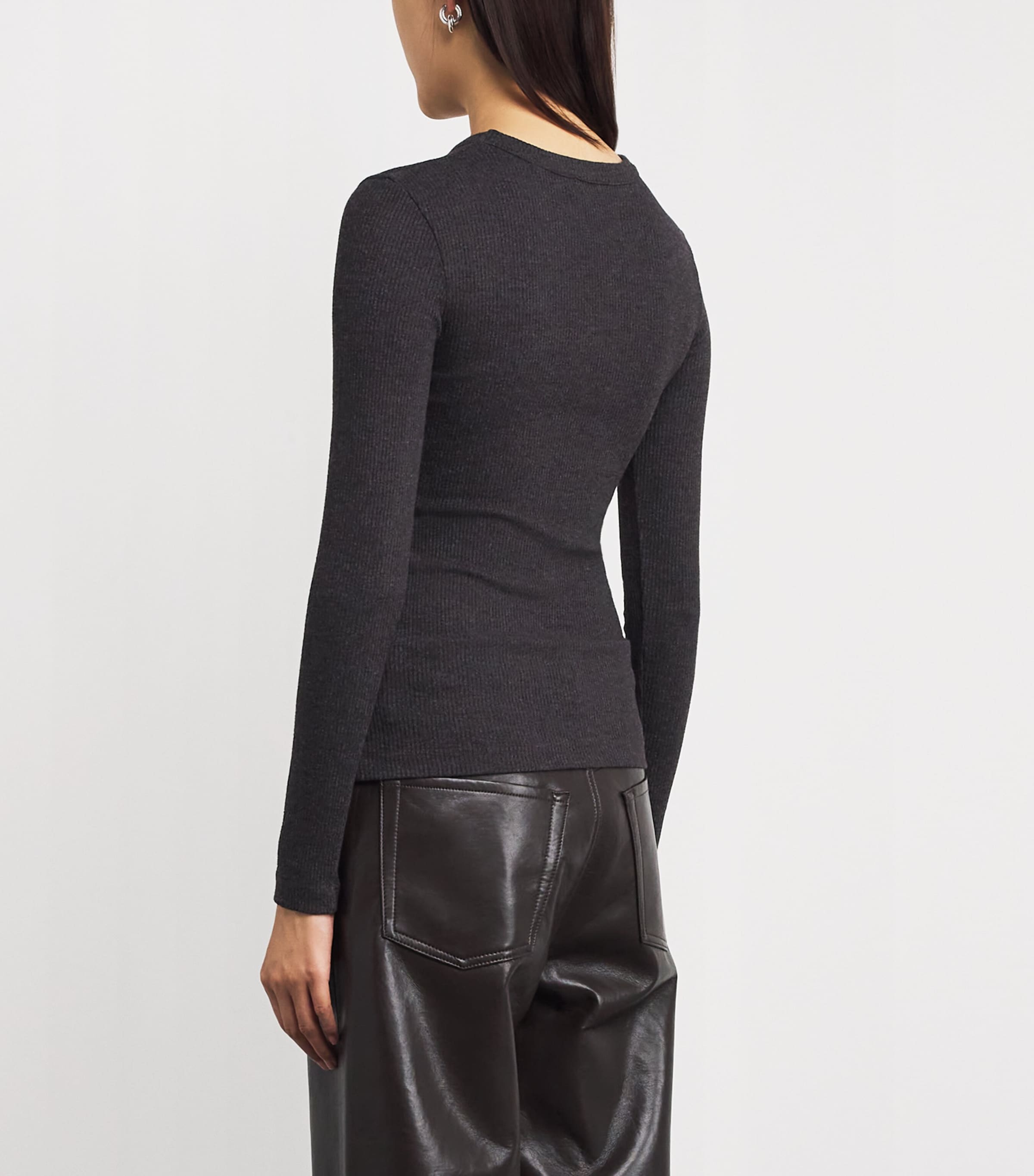 Ribbed Bina Crew-Neck Top HTRBR Image 4