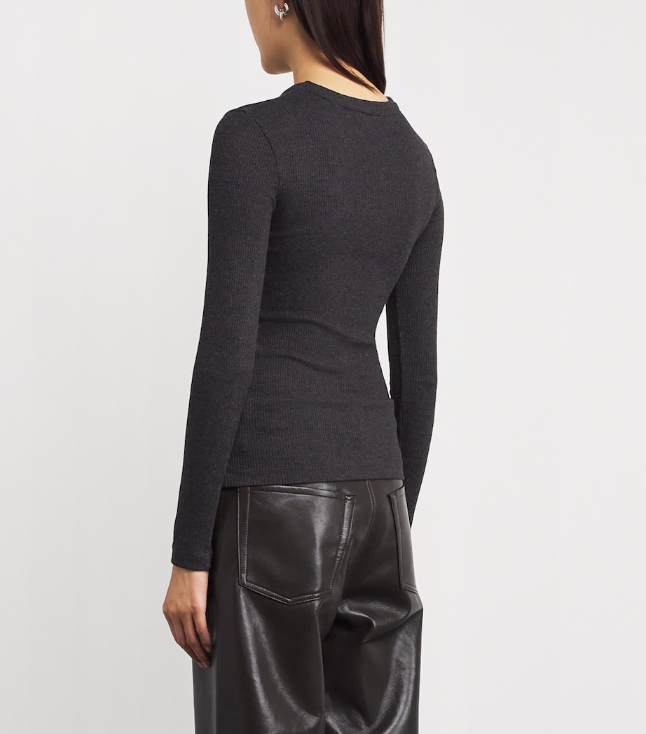 Ribbed Bina Crew-Neck Top HTRBR Image 4