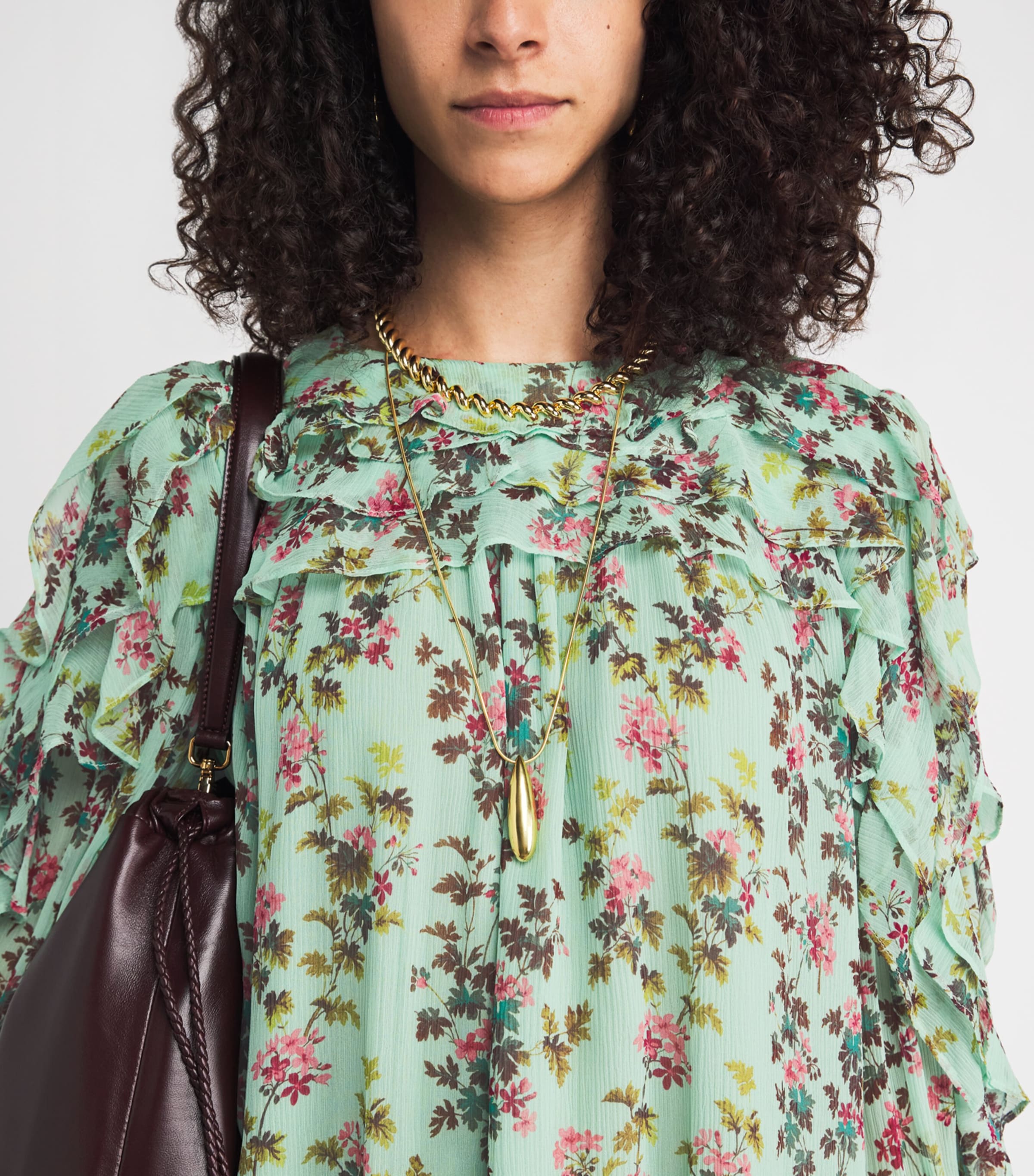 Ulla Johnson Womens Silk Ruffled Willow Blouse Opaline Image 3