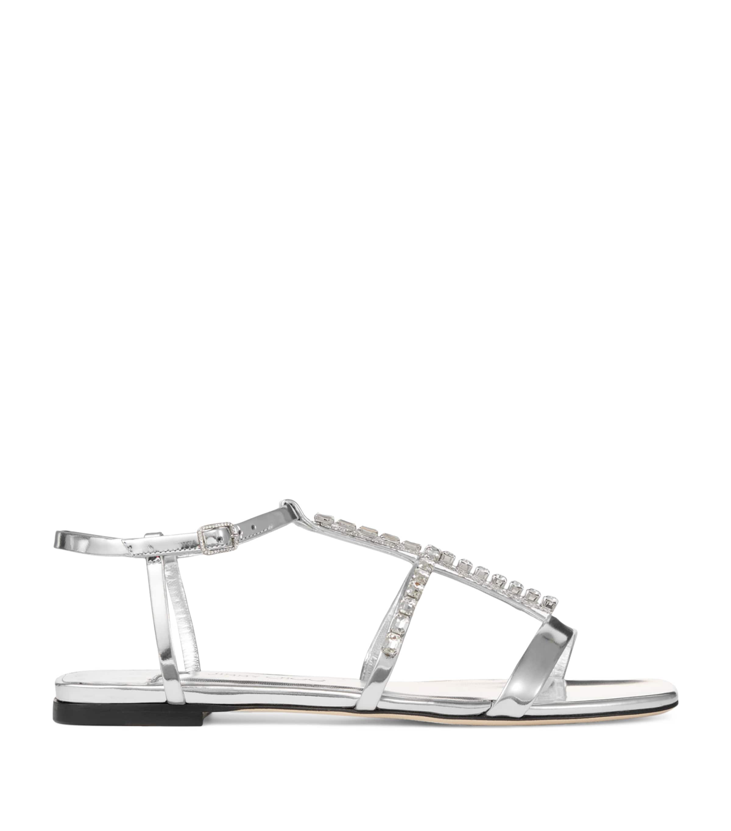Jimmy Choo Gwyn Metallic Leather Flat Sandals In Multi