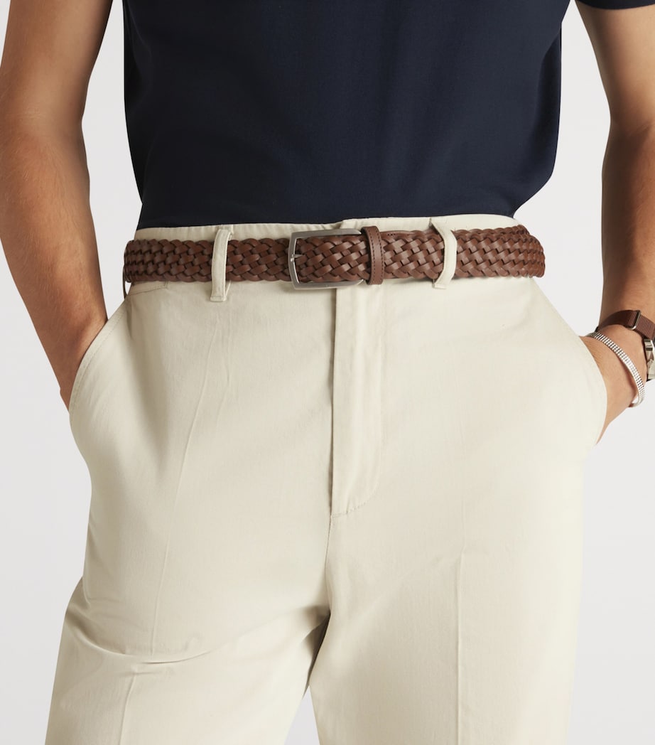 Leather Braided Belt 973WHISKEY Image 4