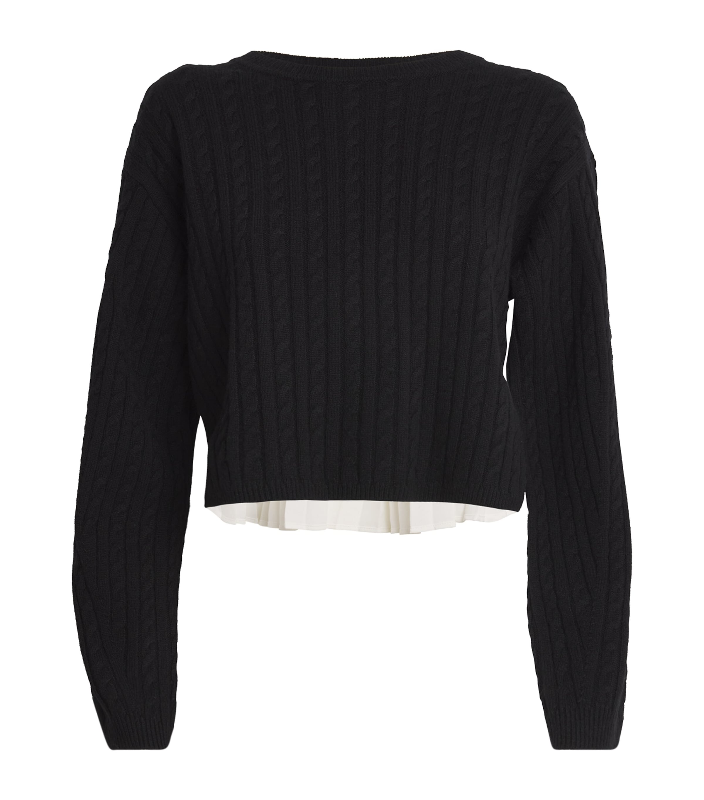 Shop Sandro Wool-cashmere Cropped Sweater In Black