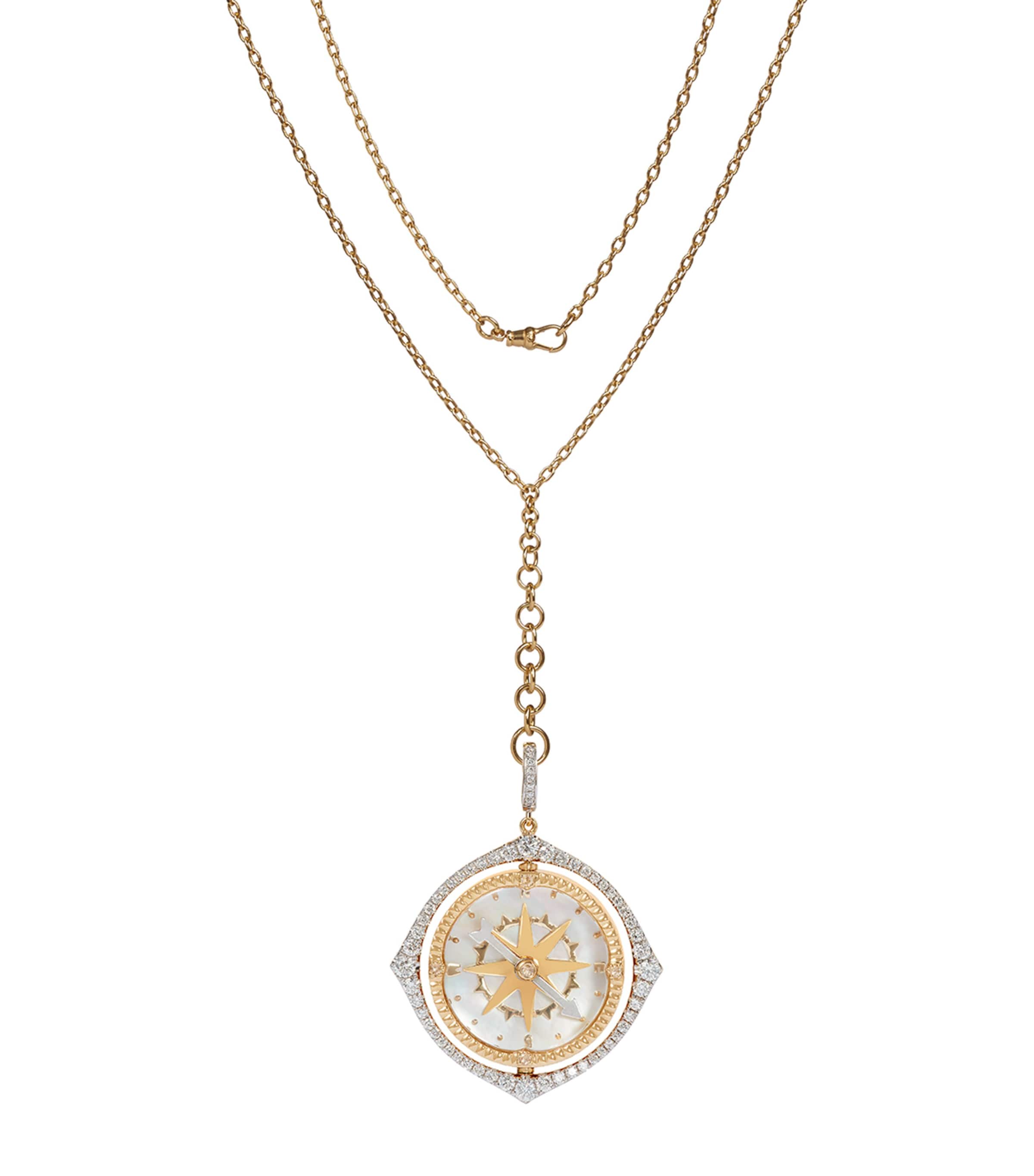 Yellow Gold and Diamond Mythology Spinning Compass Pendant YELLOW GOLD Image 6