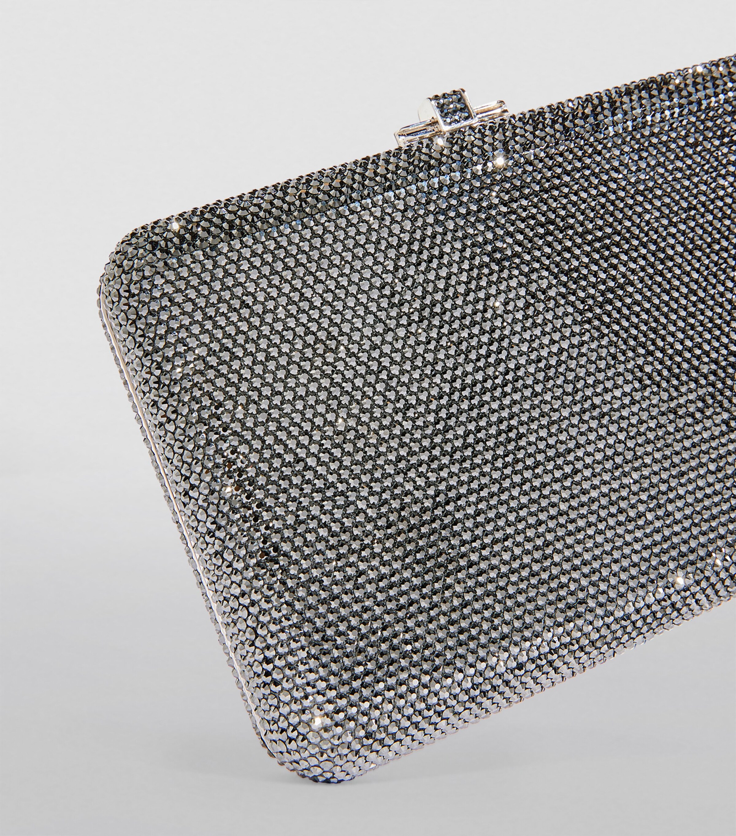 Judith Leiber Crystal-Embellished Slim Slide Clutch Bag Silver Hematite Image 6