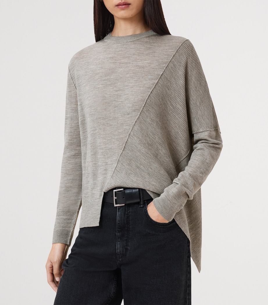 Wool Asymmetric Isla Sweater SAND GREY Image 4