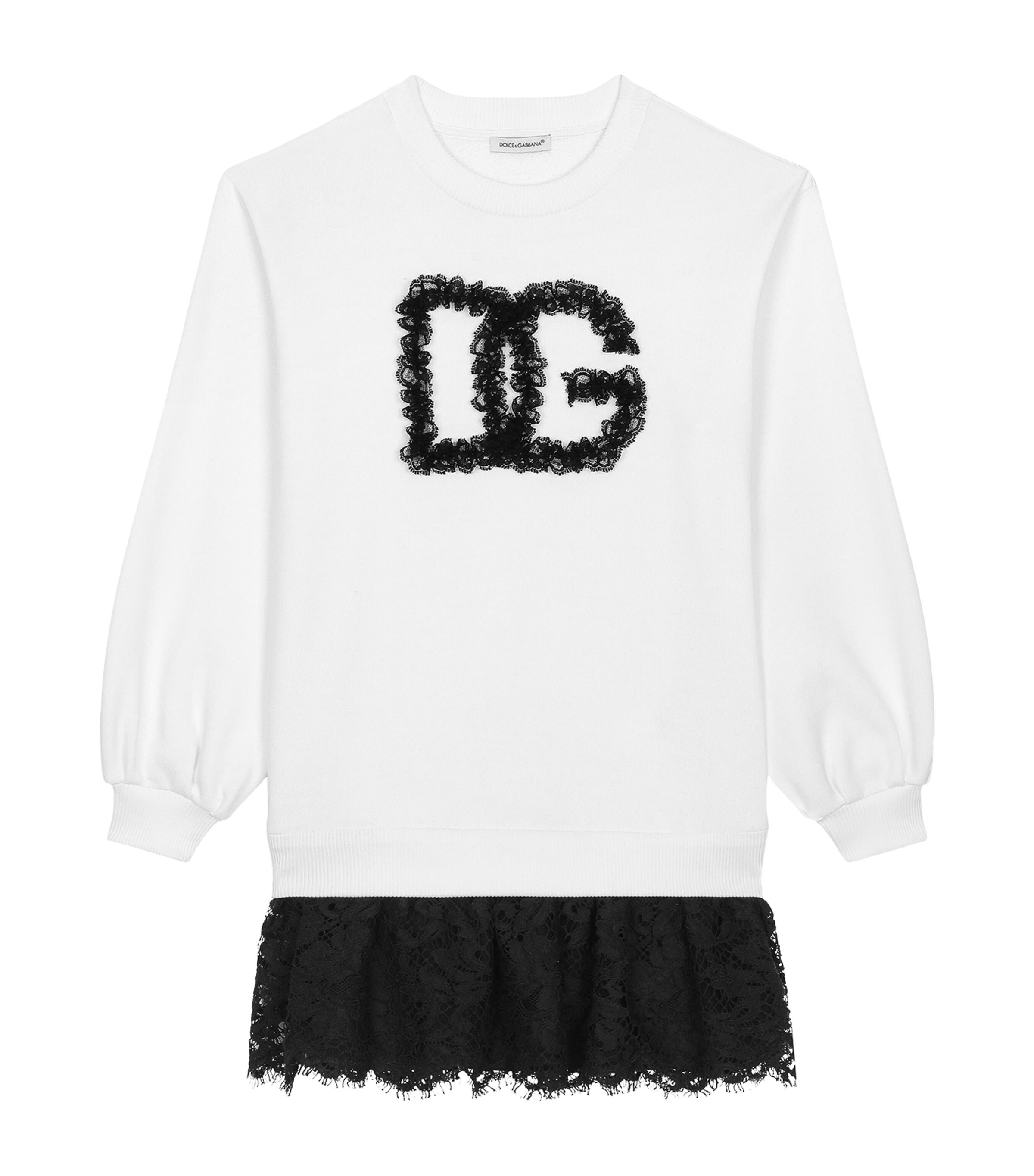 Shop Dolce & Gabbana Lace-detail Sweatshirt Dress