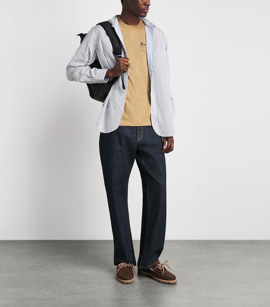 Barbour Mens Cotton Script Graphic T-Shirt Stone Image 2