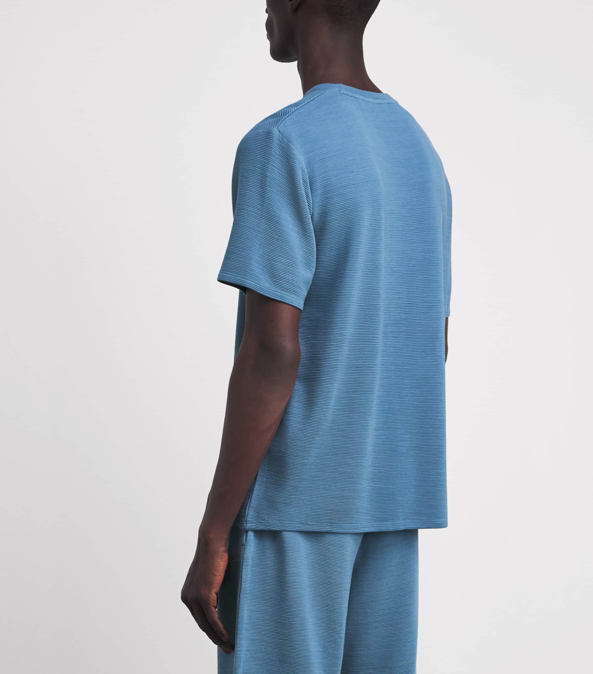 BOSS Mens Rib-Knit Logo T-Shirt Light/pastel Blu Image 5