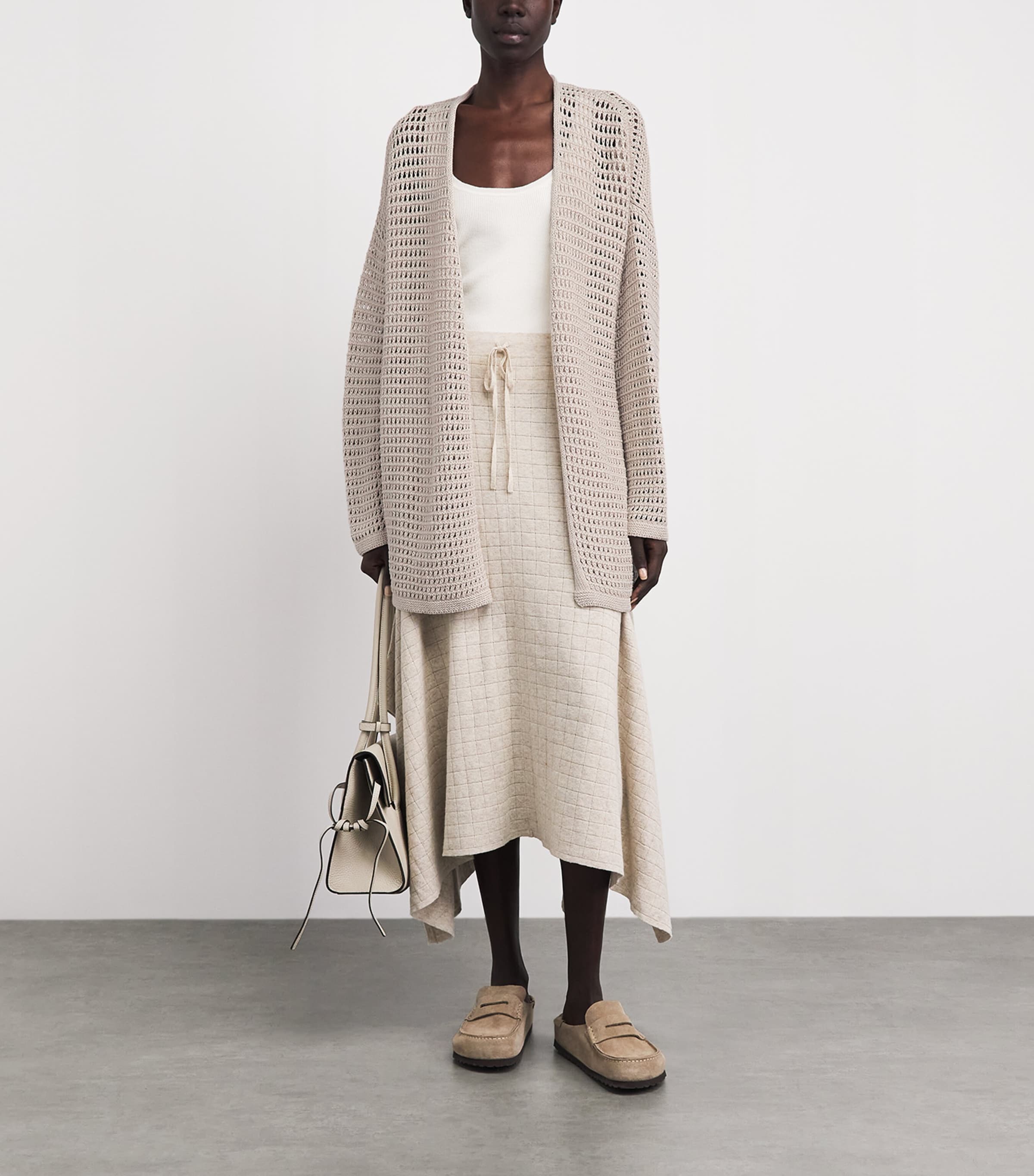 Lauren Manoogian Womens Net-Stitch Cardigan Flax Image 2