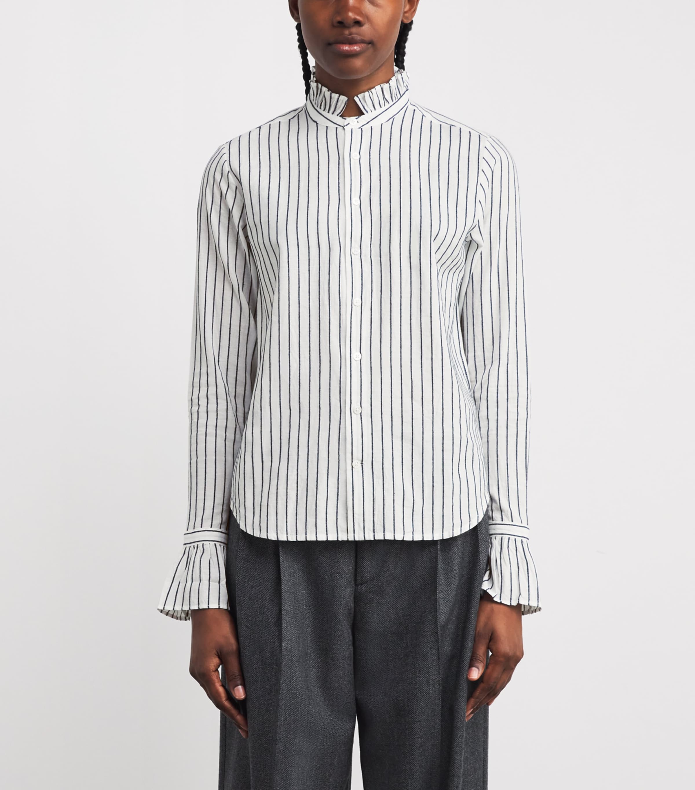 Cotton Voile Kew Blouse NAVY STRIPE Image 3