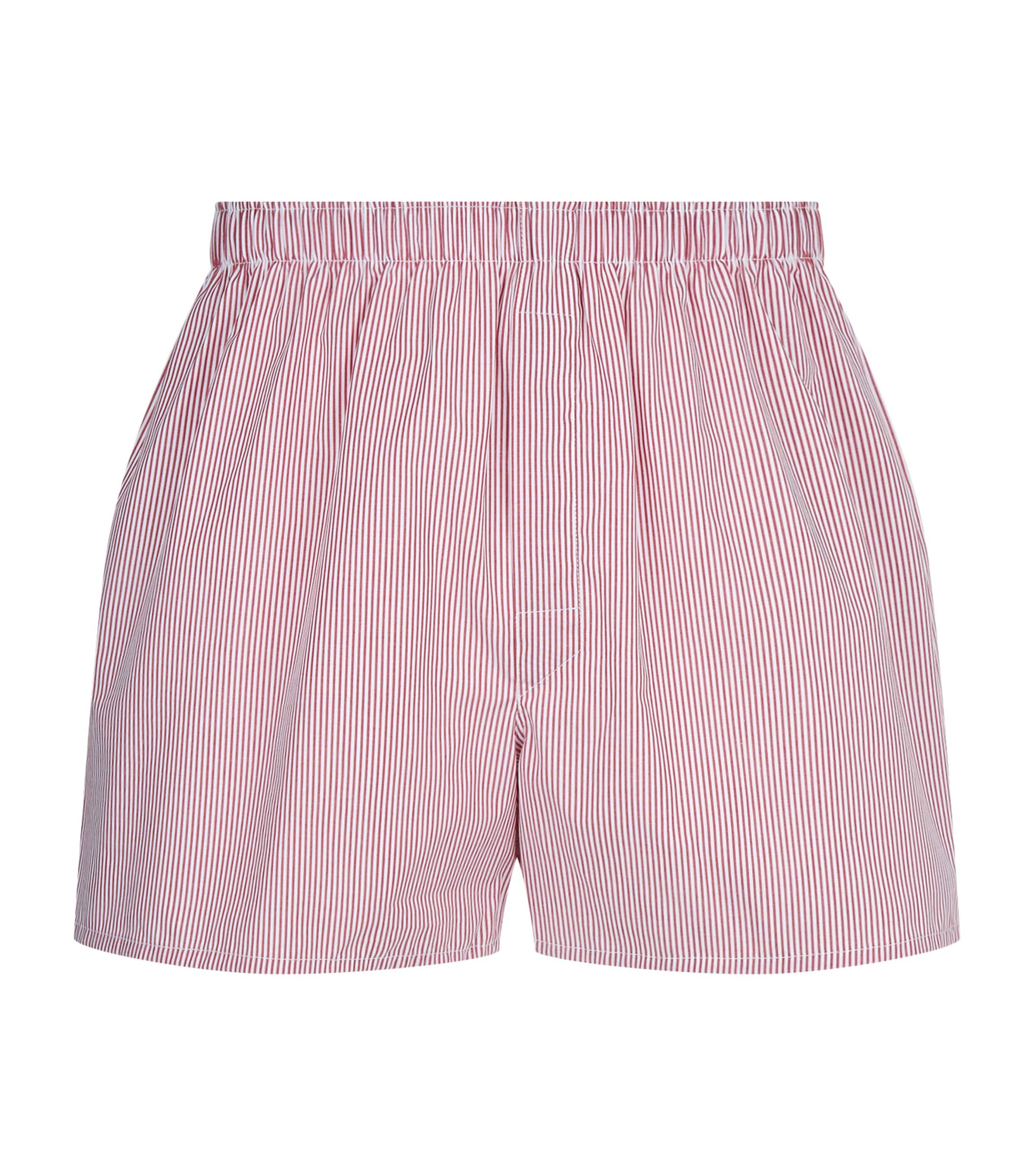 Sunspel Mini Check Boxers In Red